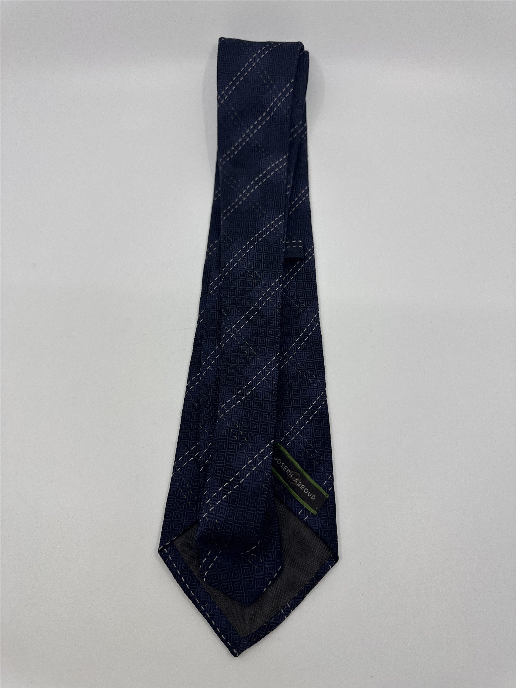 Blue Joseph Abboud Silk Men's Neck Tie W/ White and Grey Stitching