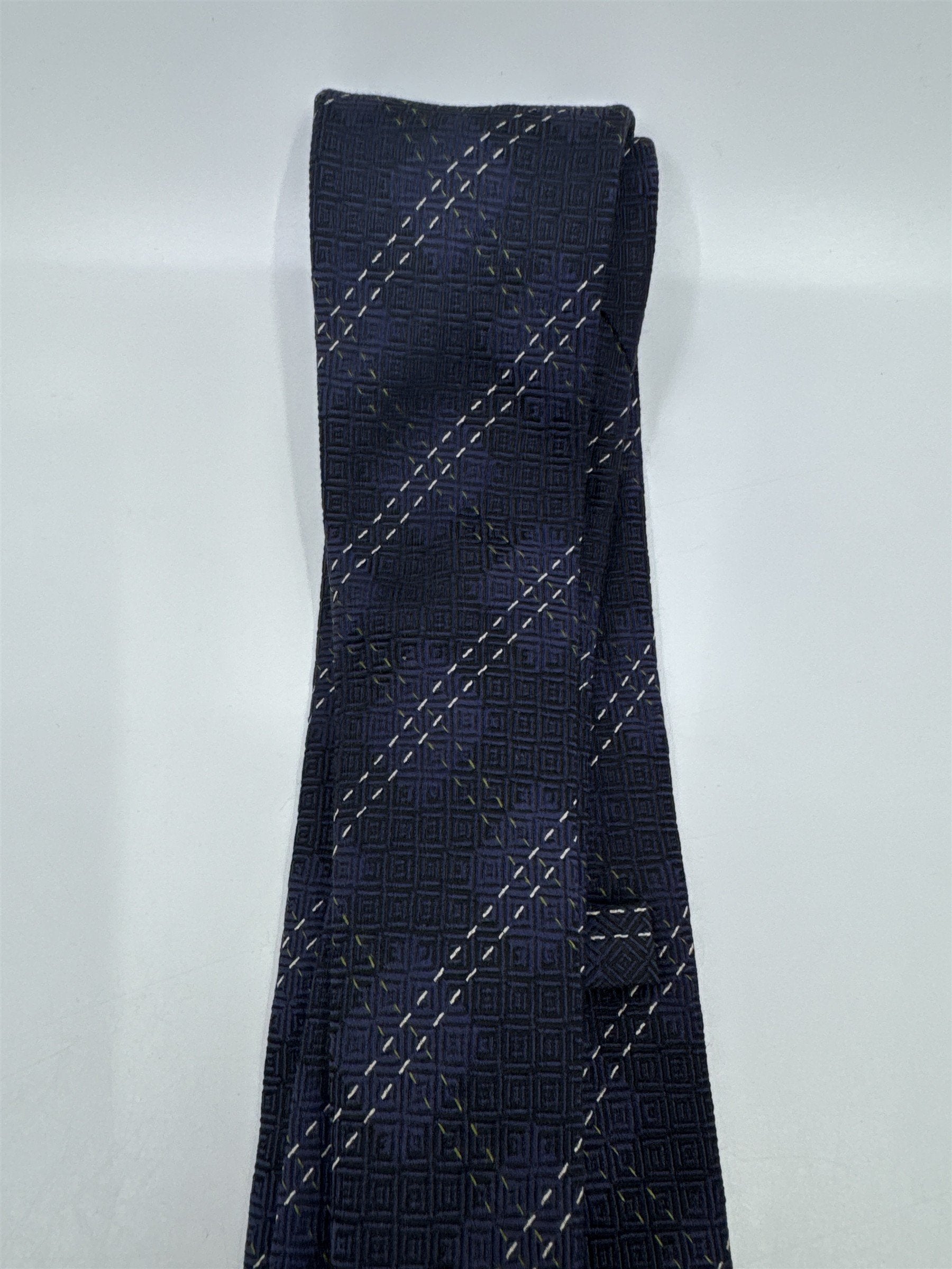 Blue Joseph Abboud Silk Men's Neck Tie W/ White and Grey Stitching