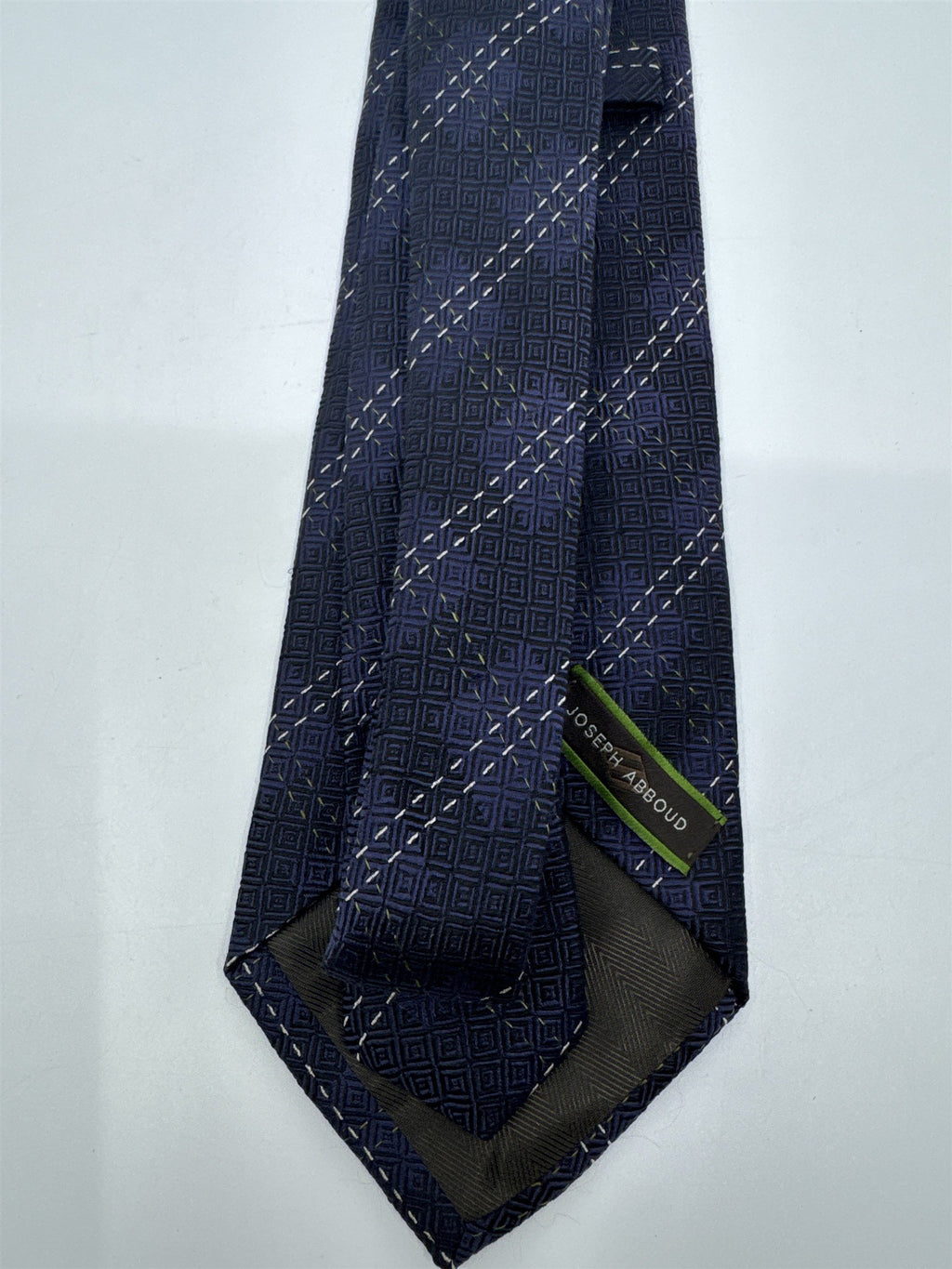 Blue Joseph Abboud Silk Men's Neck Tie W/ White and Grey Stitching