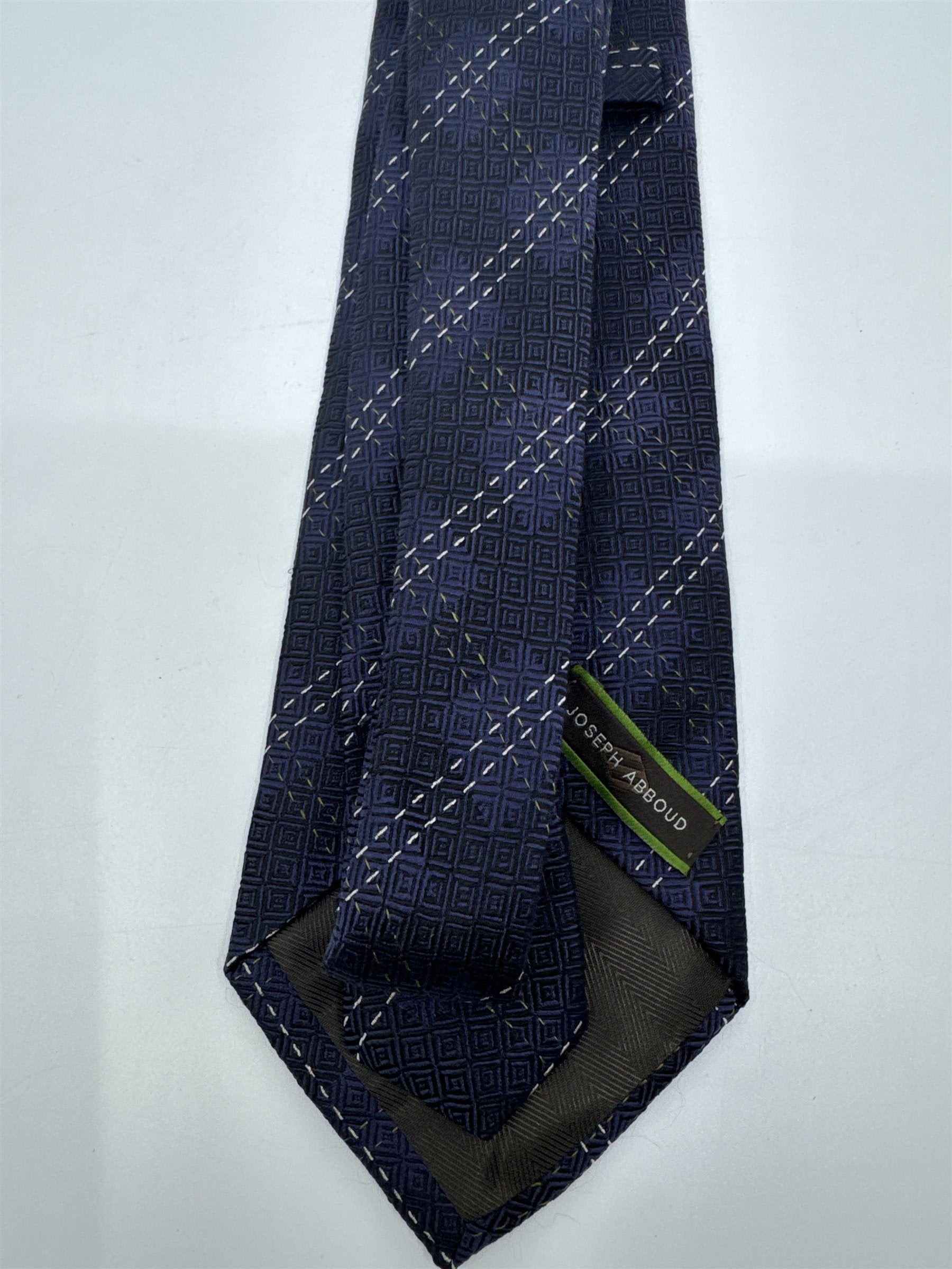 Blue Joseph Abboud Silk Men's Neck Tie W/ White and Grey Stitching