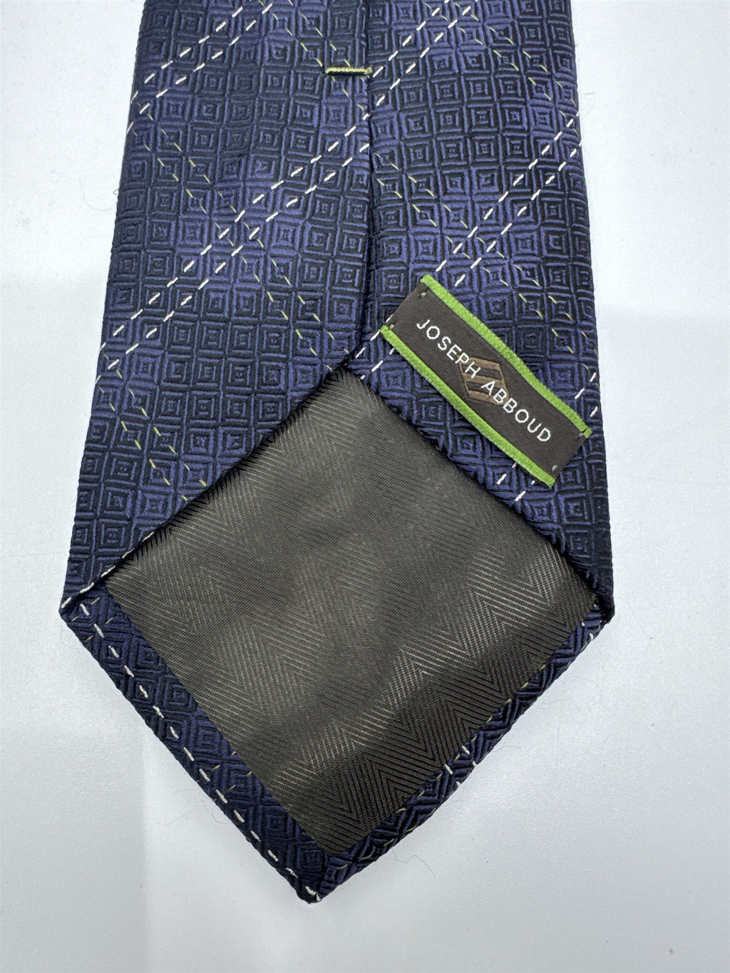 Blue Joseph Abboud Silk Men's Neck Tie W/ White and Grey Stitching
