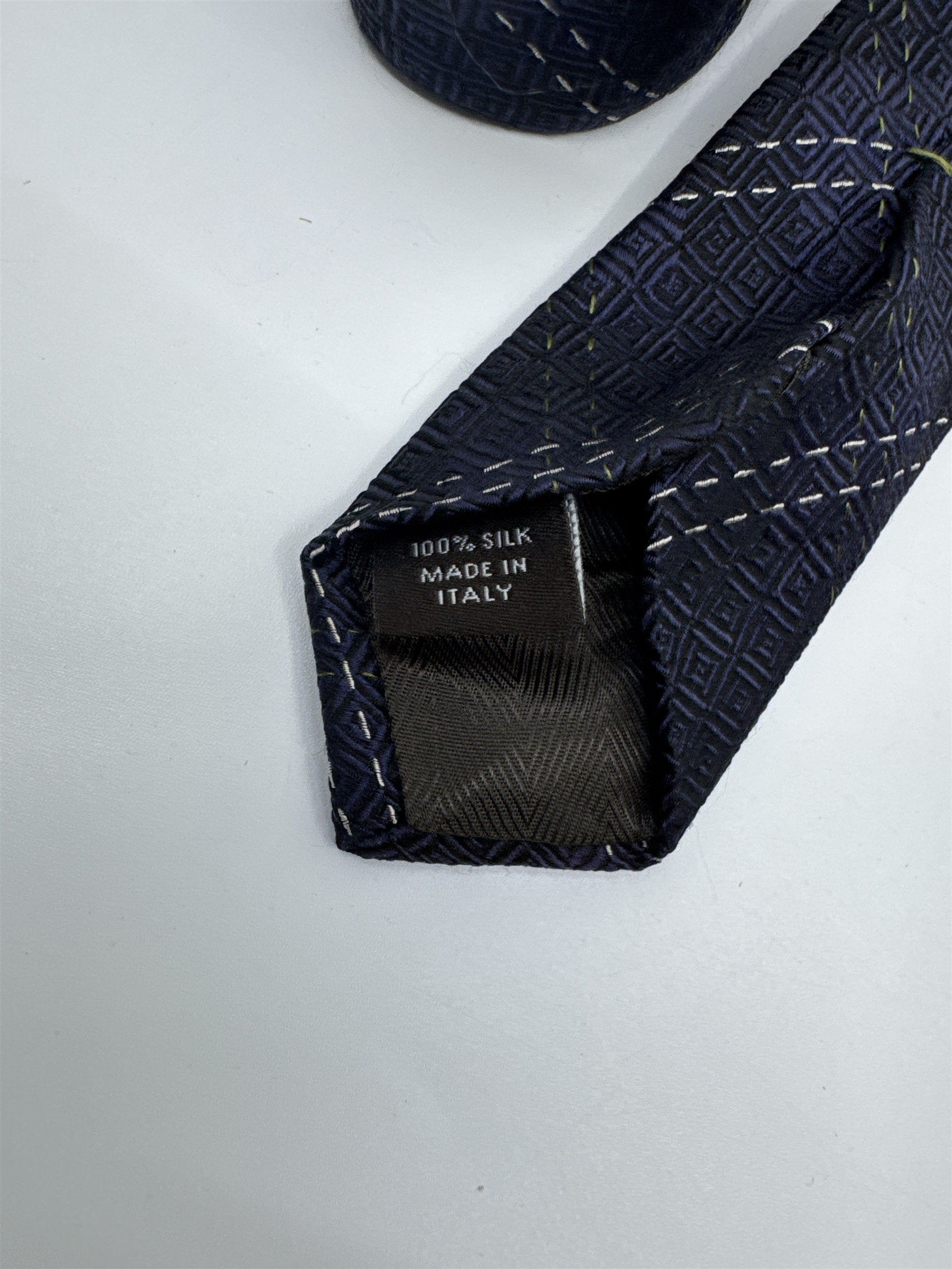 Blue Joseph Abboud Silk Men's Neck Tie W/ White and Grey Stitching
