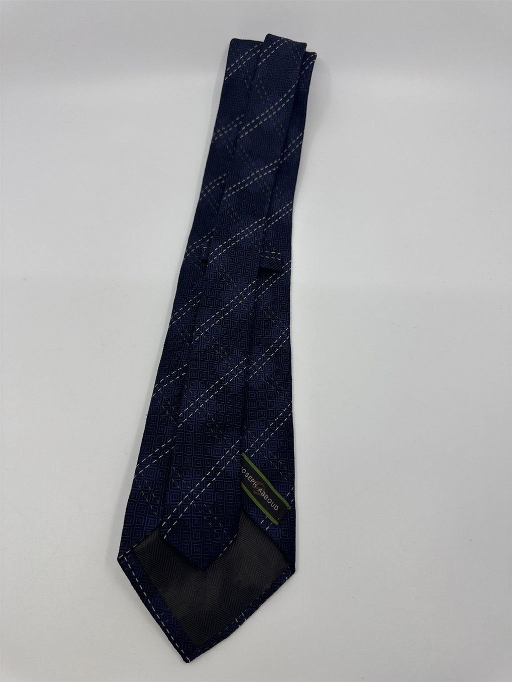 Blue Joseph Abboud Silk Men's Neck Tie W/ White and Grey Stitching