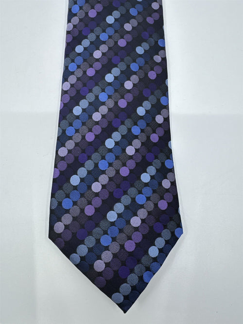 Blue, Black, And Purple Circle Pattern John Ashford Men's Neck Tie