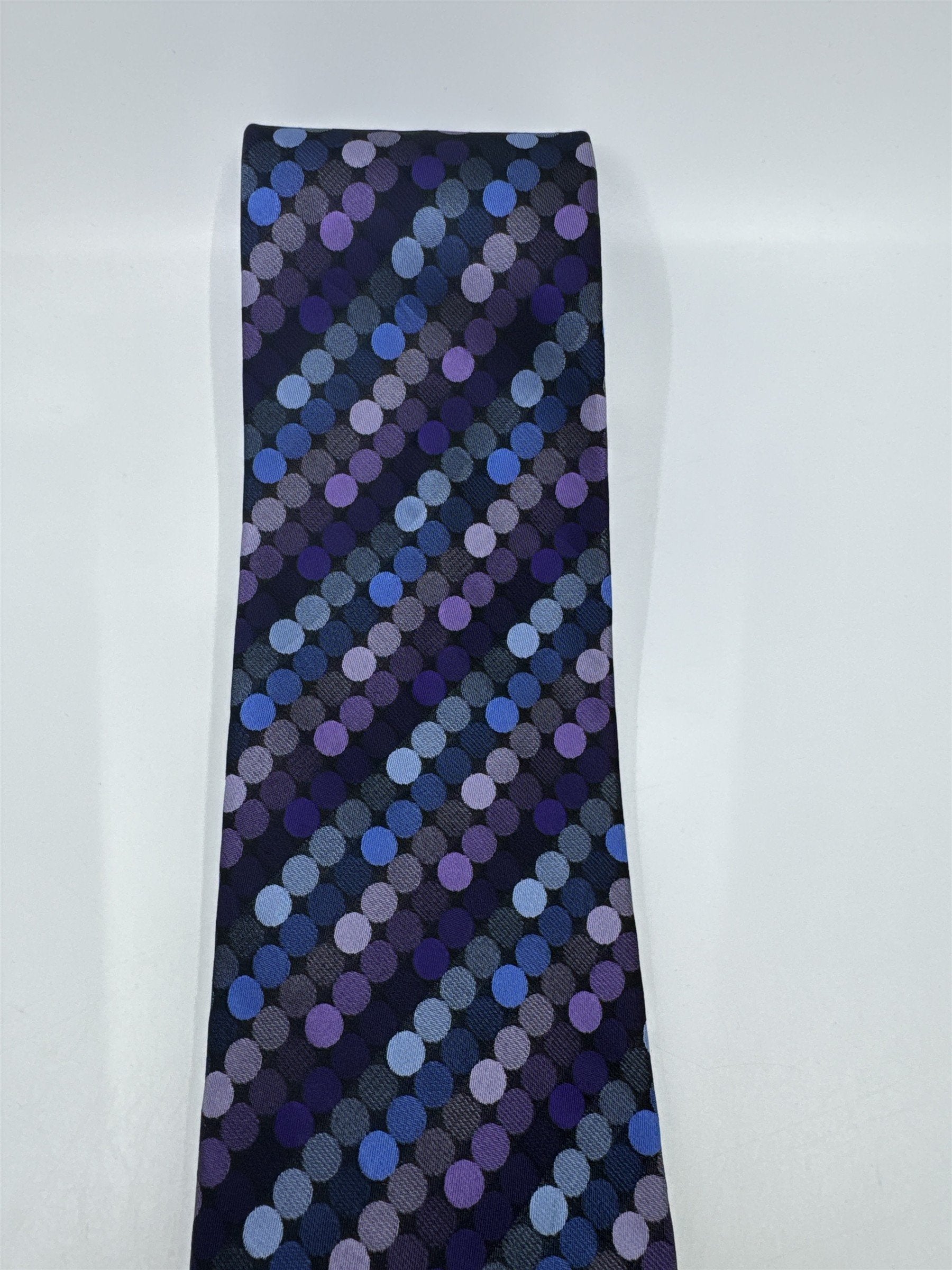 Blue, Black, And Purple Circle Pattern John Ashford Men's Neck Tie