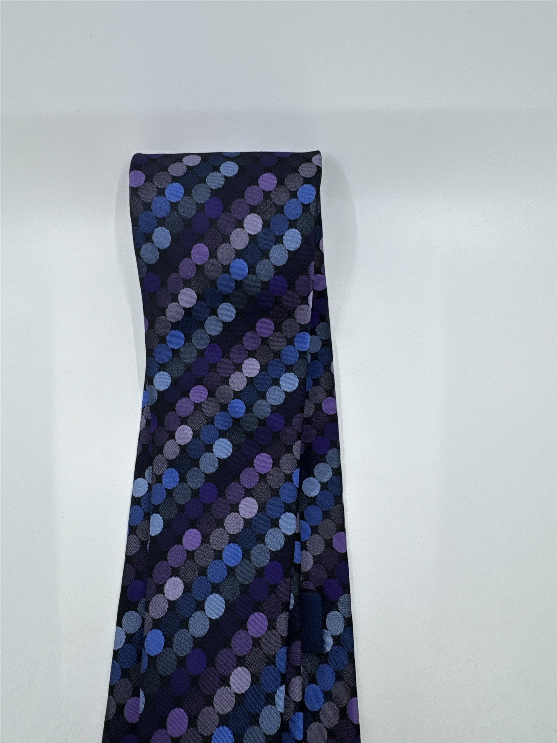 Blue, Black, And Purple Circle Pattern John Ashford Men's Neck Tie