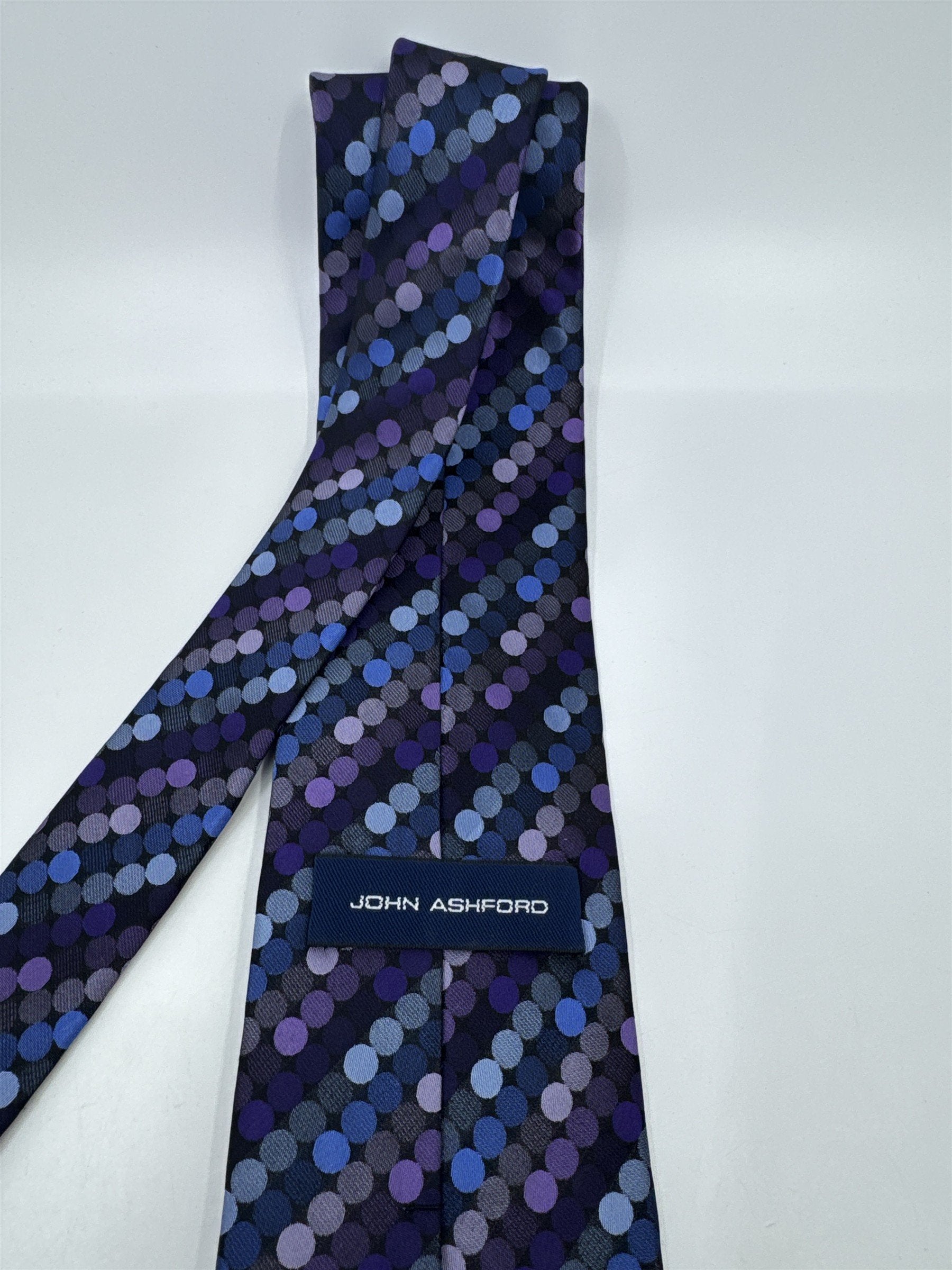 Blue, Black, And Purple Circle Pattern John Ashford Men's Neck Tie