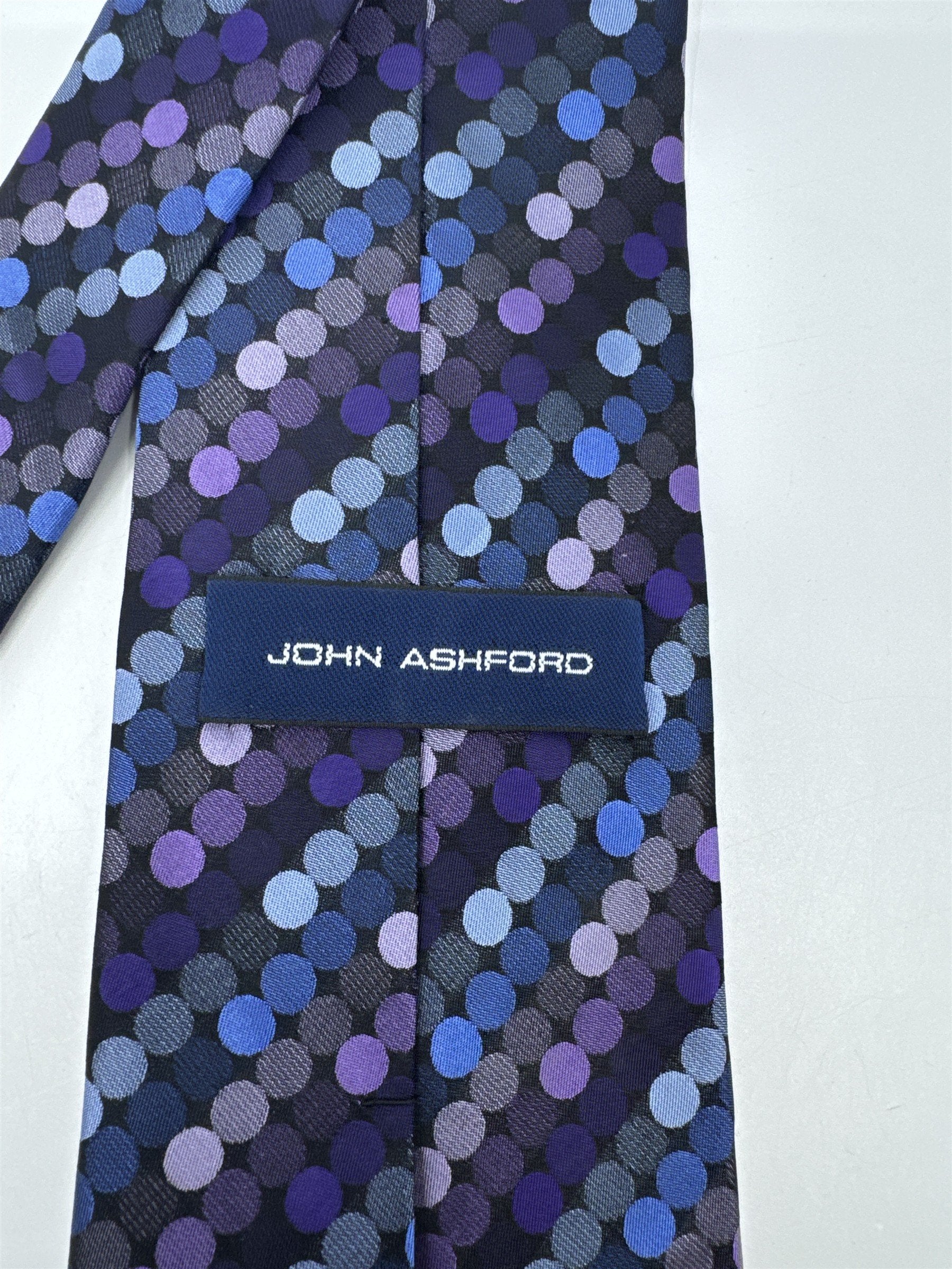 Blue, Black, And Purple Circle Pattern John Ashford Men's Neck Tie