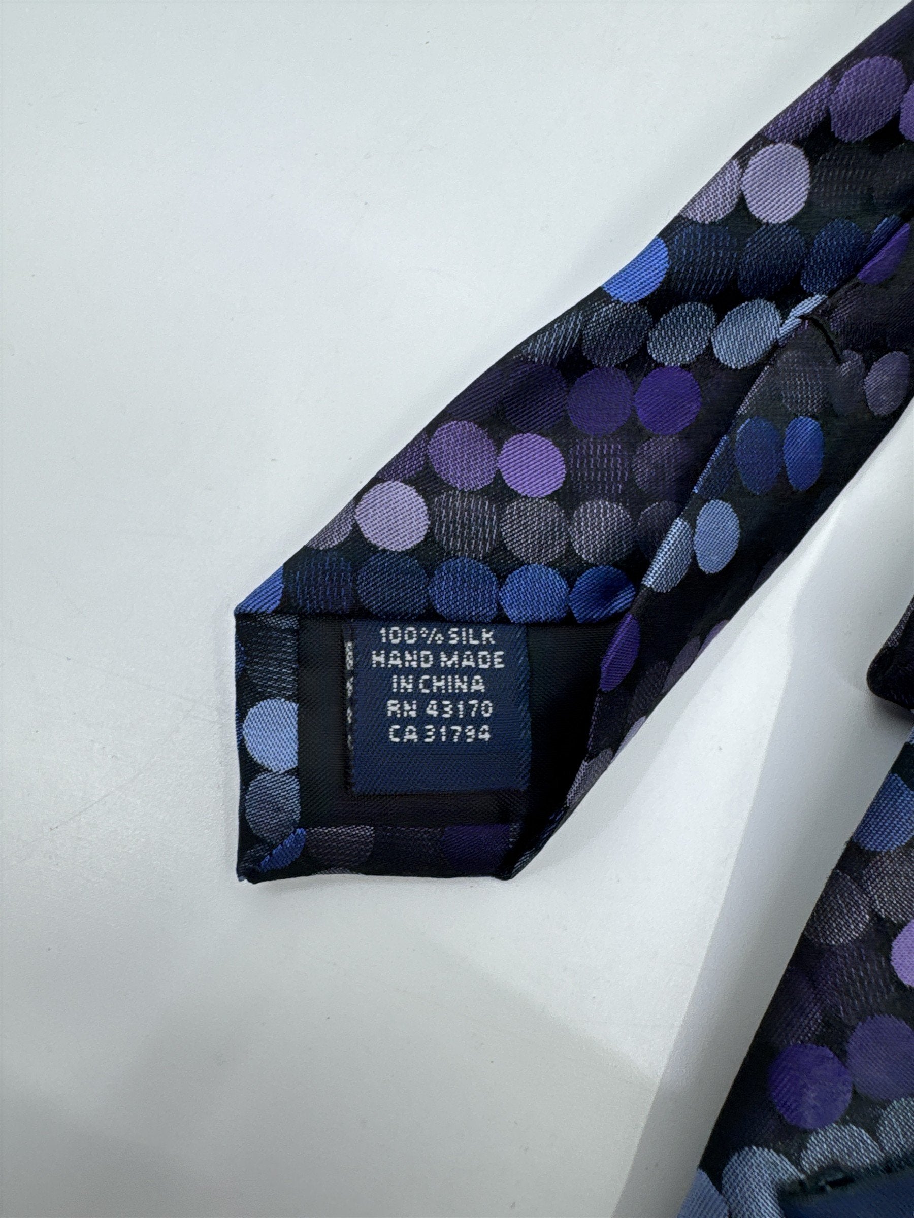 Blue, Black, And Purple Circle Pattern John Ashford Men's Neck Tie