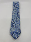 Light Blue And White Paisley Print Countess Mara Silk Men's Neck Tie