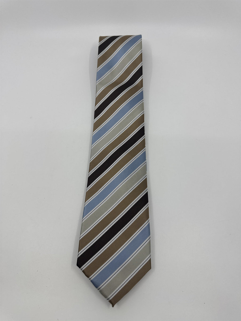 Gold, Blue, And Brown Striped Giorgio Brutini Polyester Men's Neck Tie