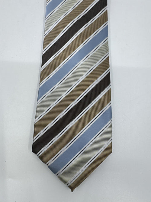 Gold, Blue, And Brown Striped Giorgio Brutini Polyester Men's Neck Tie