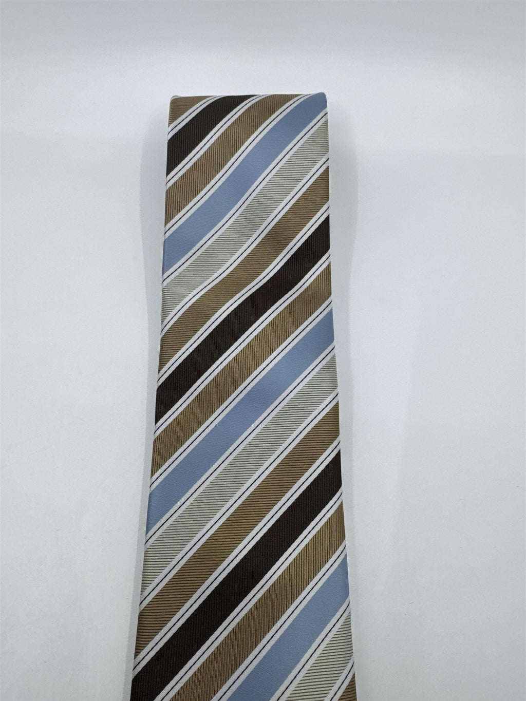 Gold, Blue, And Brown Striped Giorgio Brutini Polyester Men's Neck Tie