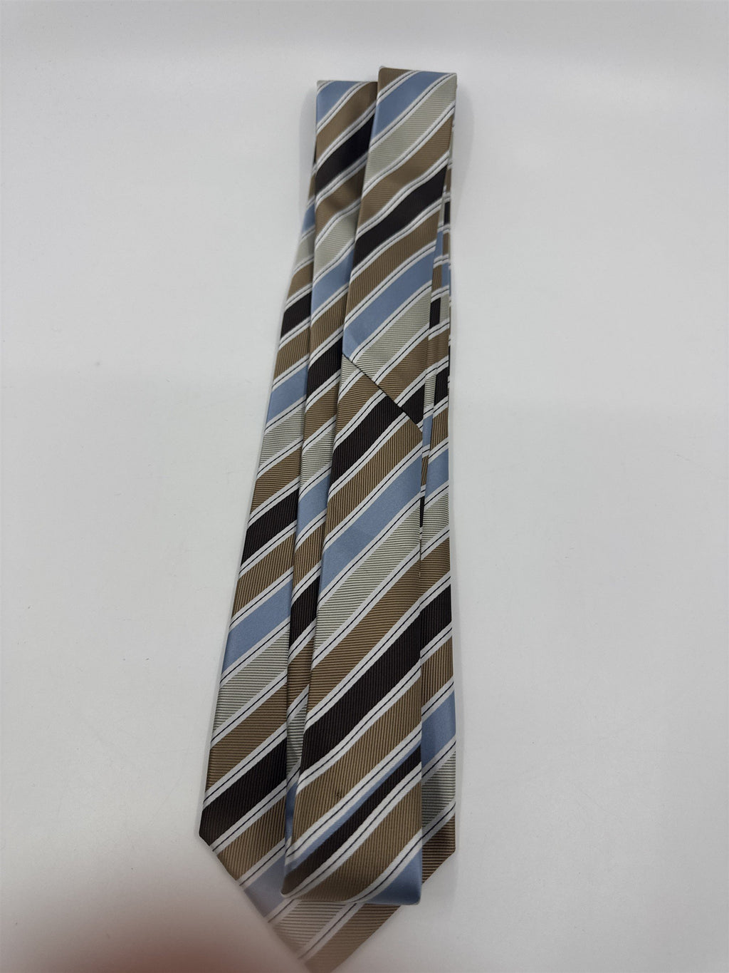 Gold, Blue, And Brown Striped Giorgio Brutini Polyester Men's Neck Tie