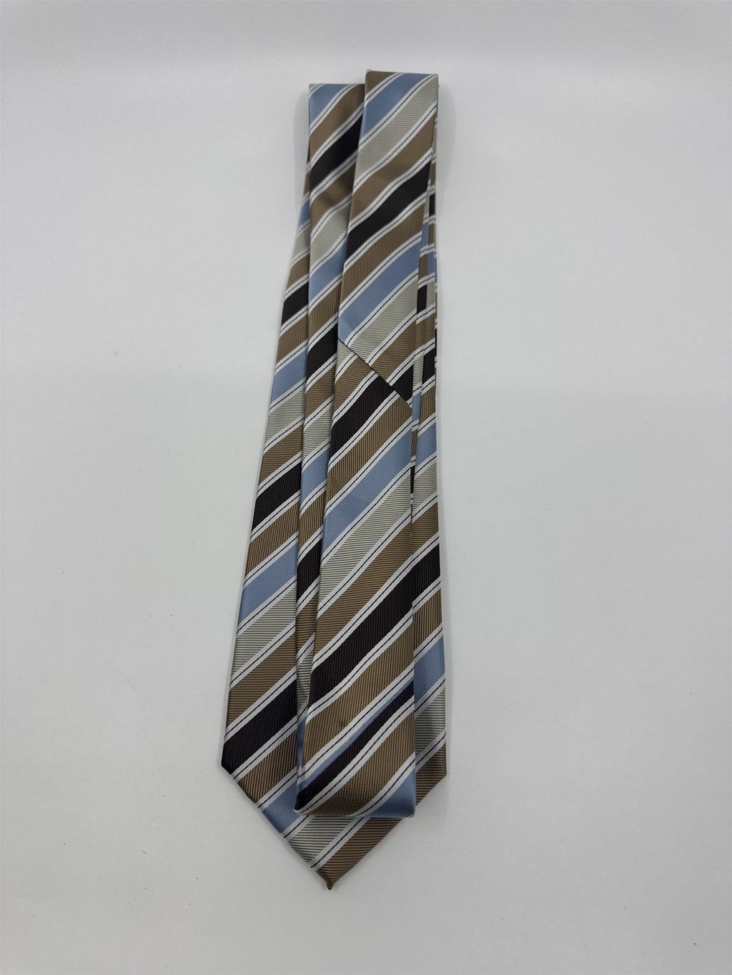 Gold, Blue, And Brown Striped Giorgio Brutini Polyester Men's Neck Tie