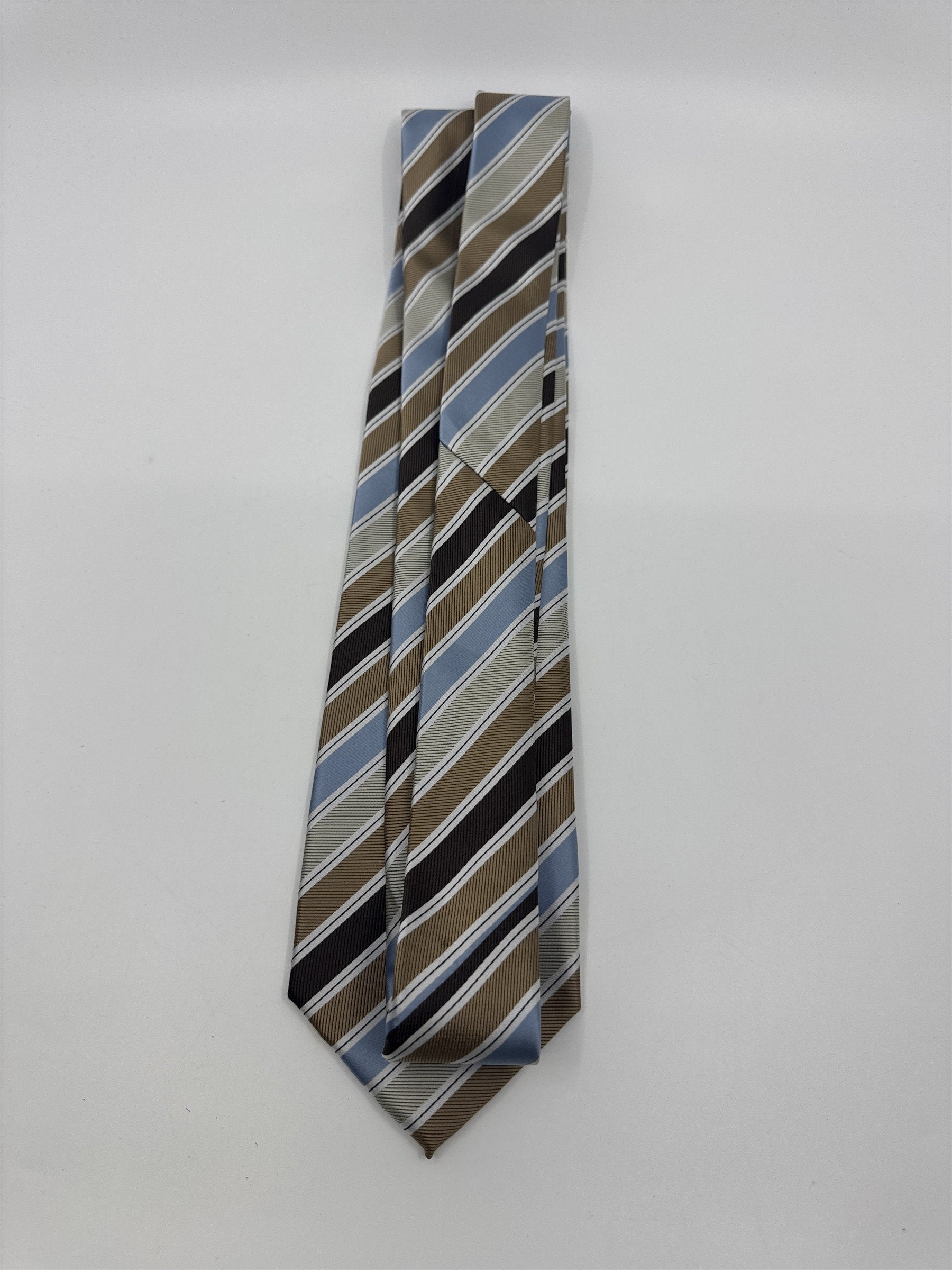 Gold, Blue, And Brown Striped Giorgio Brutini Polyester Men's Neck Tie