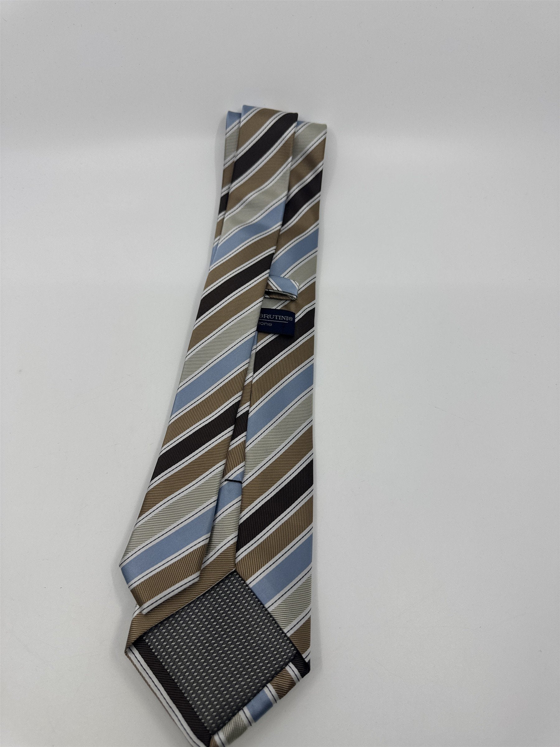 Gold, Blue, And Brown Striped Giorgio Brutini Polyester Men's Neck Tie