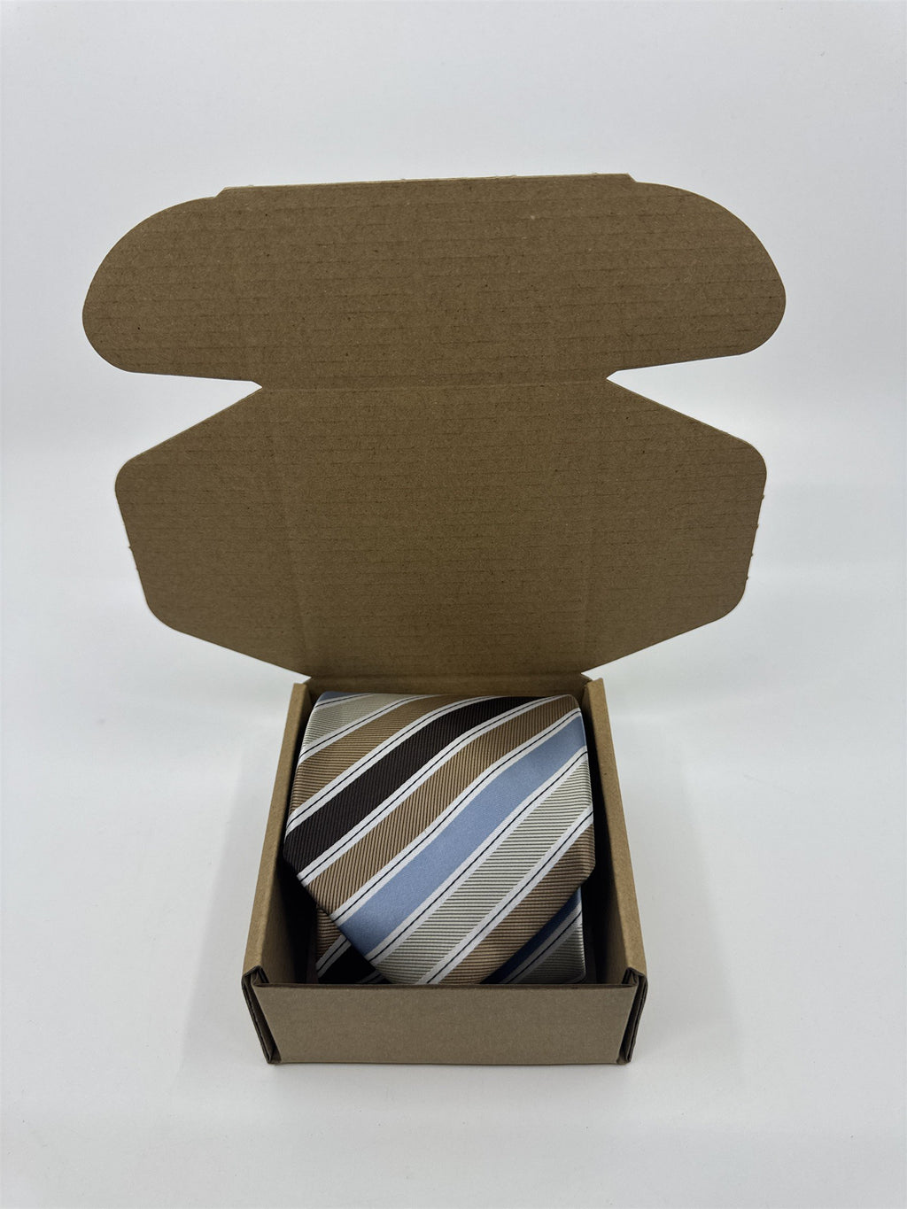 Gold, Blue, And Brown Striped Giorgio Brutini Polyester Men's Neck Tie