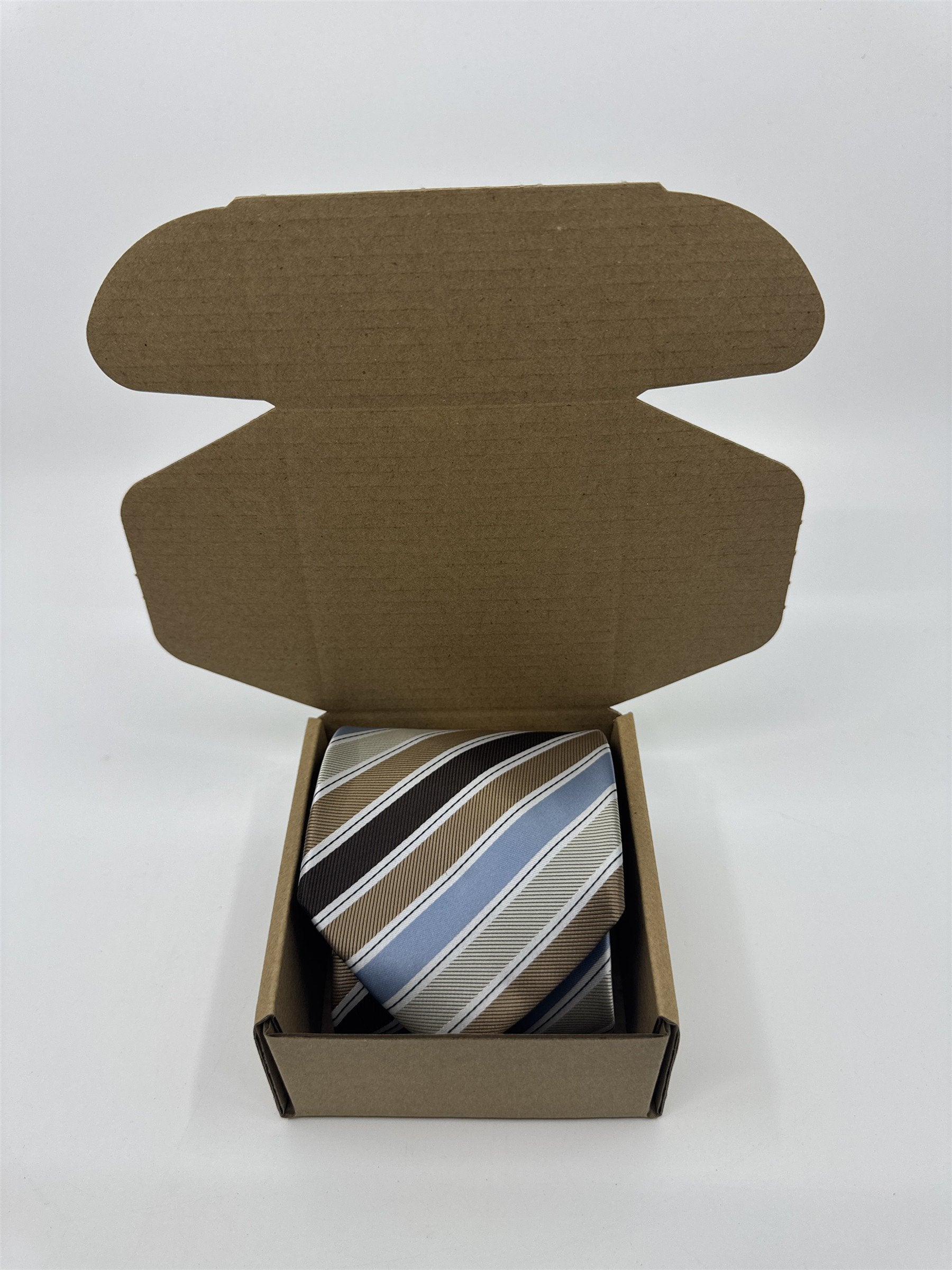 Gold, Blue, And Brown Striped Giorgio Brutini Polyester Men's Neck Tie