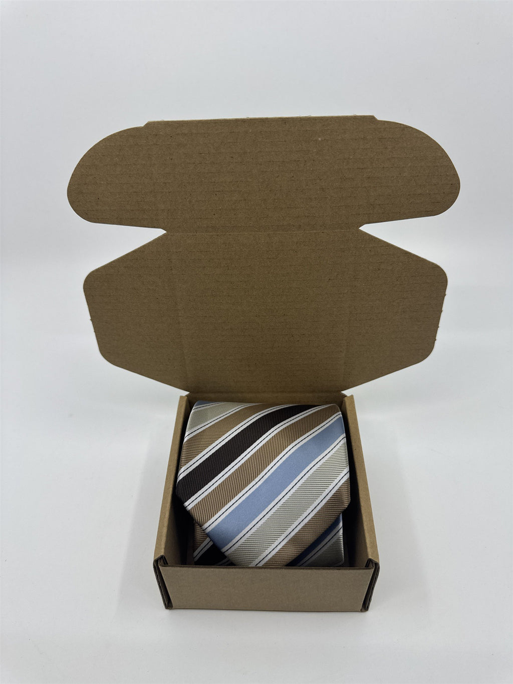 Gold, Blue, And Brown Striped Giorgio Brutini Polyester Men's Neck Tie