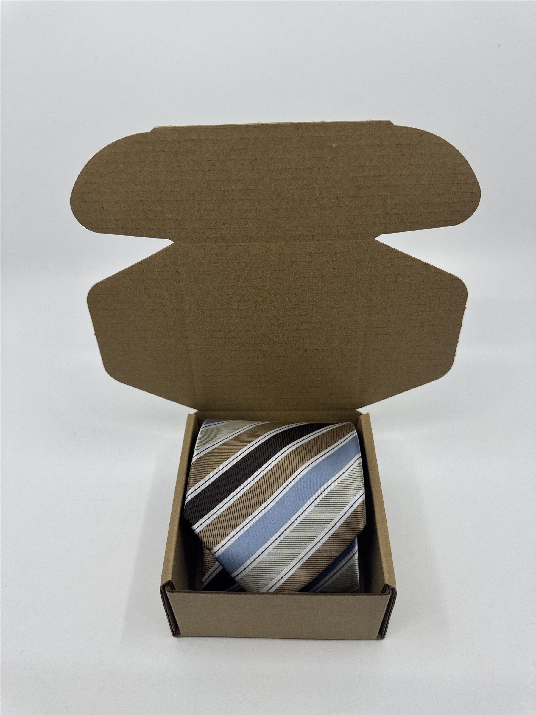 Gold, Blue, And Brown Striped Giorgio Brutini Polyester Men's Neck Tie