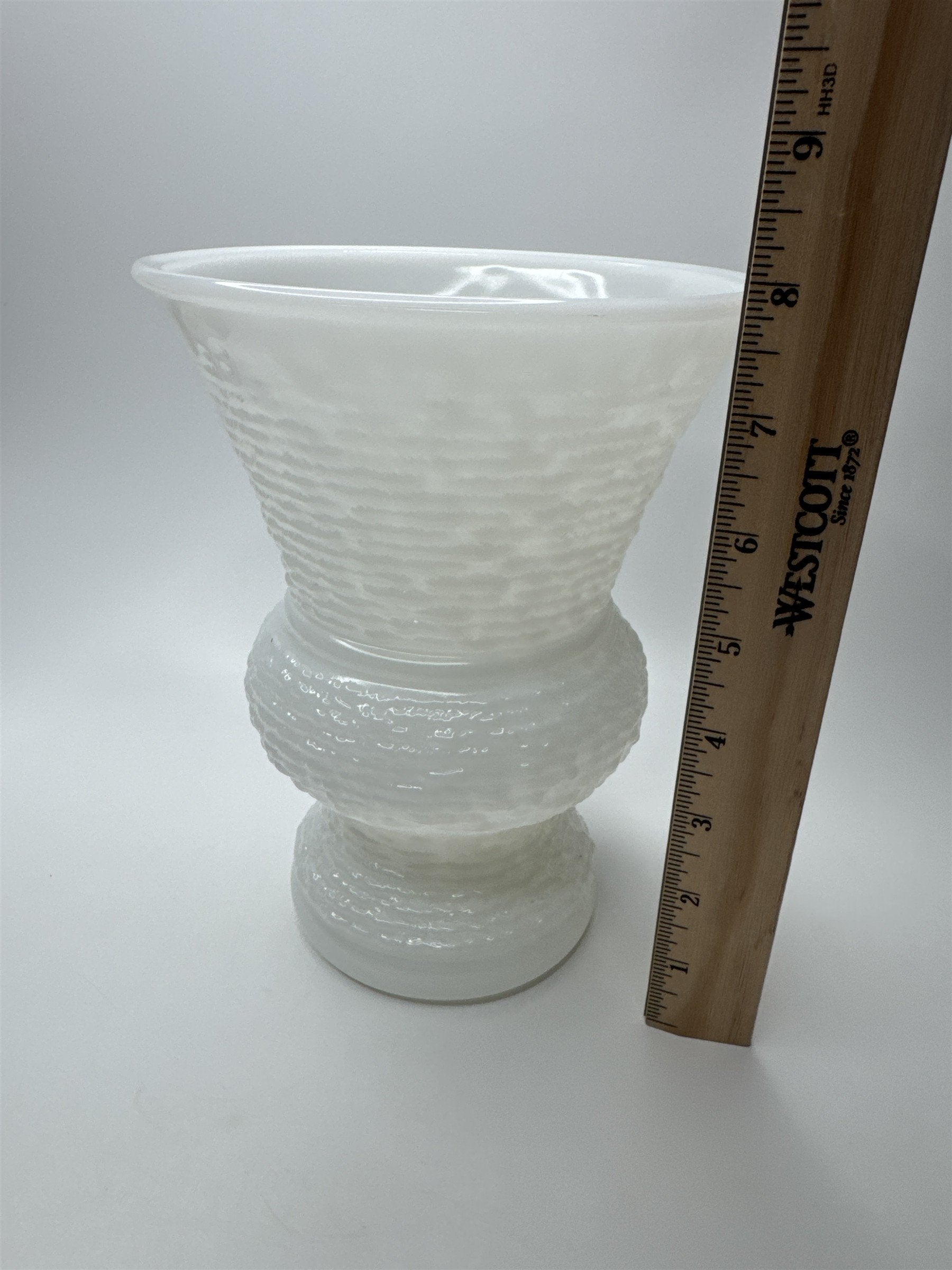 Vintage Napco Milk Glass Textured Floral Vase Home Decor Table Vase
