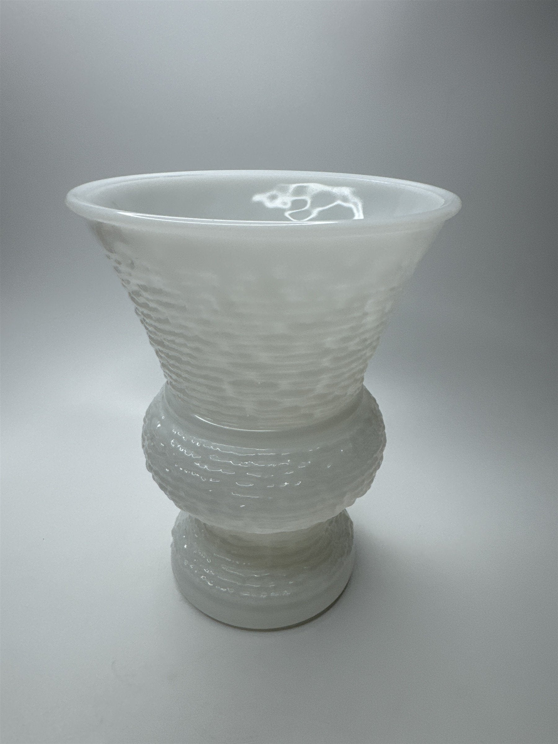Vintage Napco Milk Glass Textured Floral Vase Home Decor Table Vase