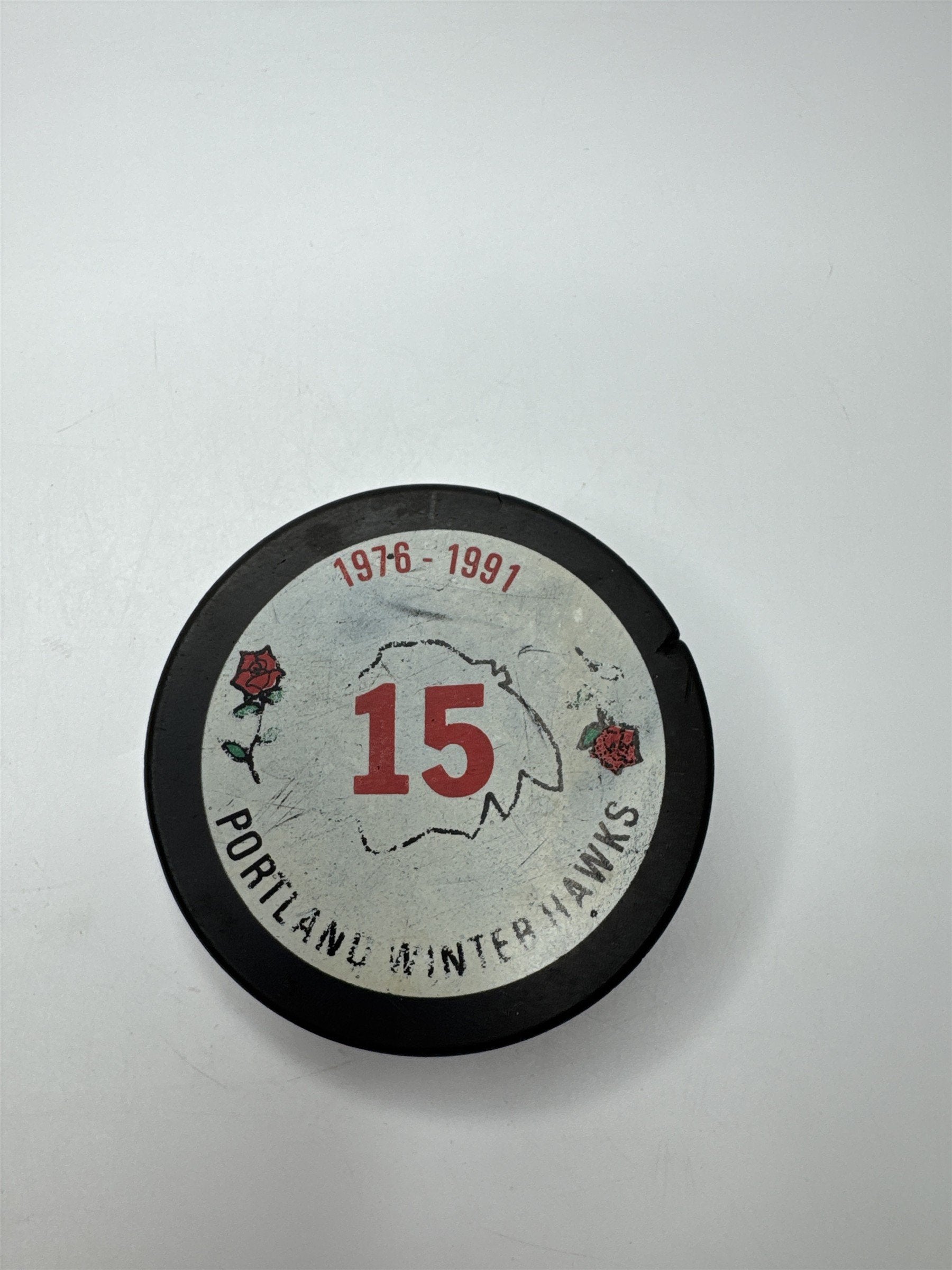 1991 Portland Winter Hawks 15th Anniversary Hocky Puck WHL Viceroy Canada