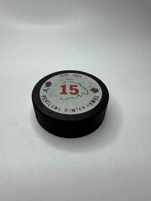 1991 Portland Winter Hawks 15th Anniversary Hocky Puck WHL Viceroy Canada