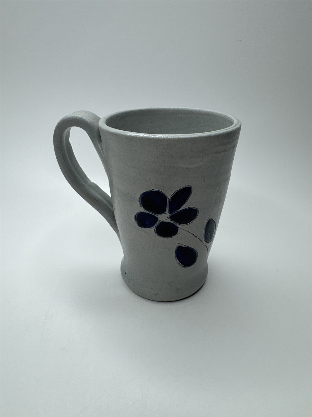 Williamsburg Va Pottery Handmade Coffee Tea Mug With Blue Flower Salt Glaze Cup