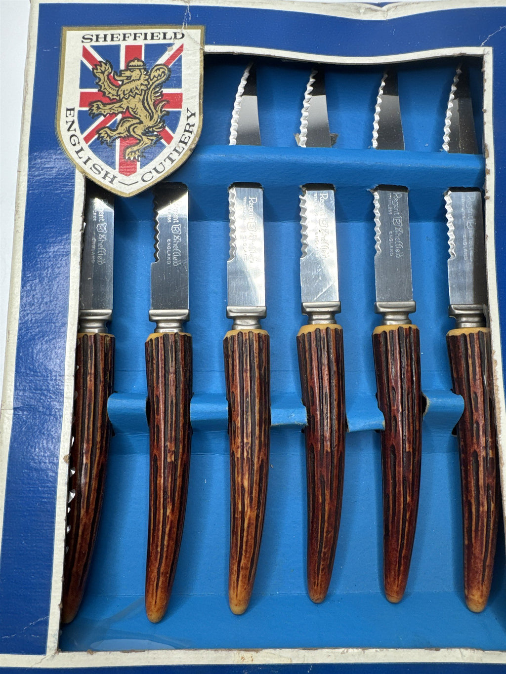 Vintage Regent Sheffield English Cutlery #25166 Stainless Steel Set of 6 Knives