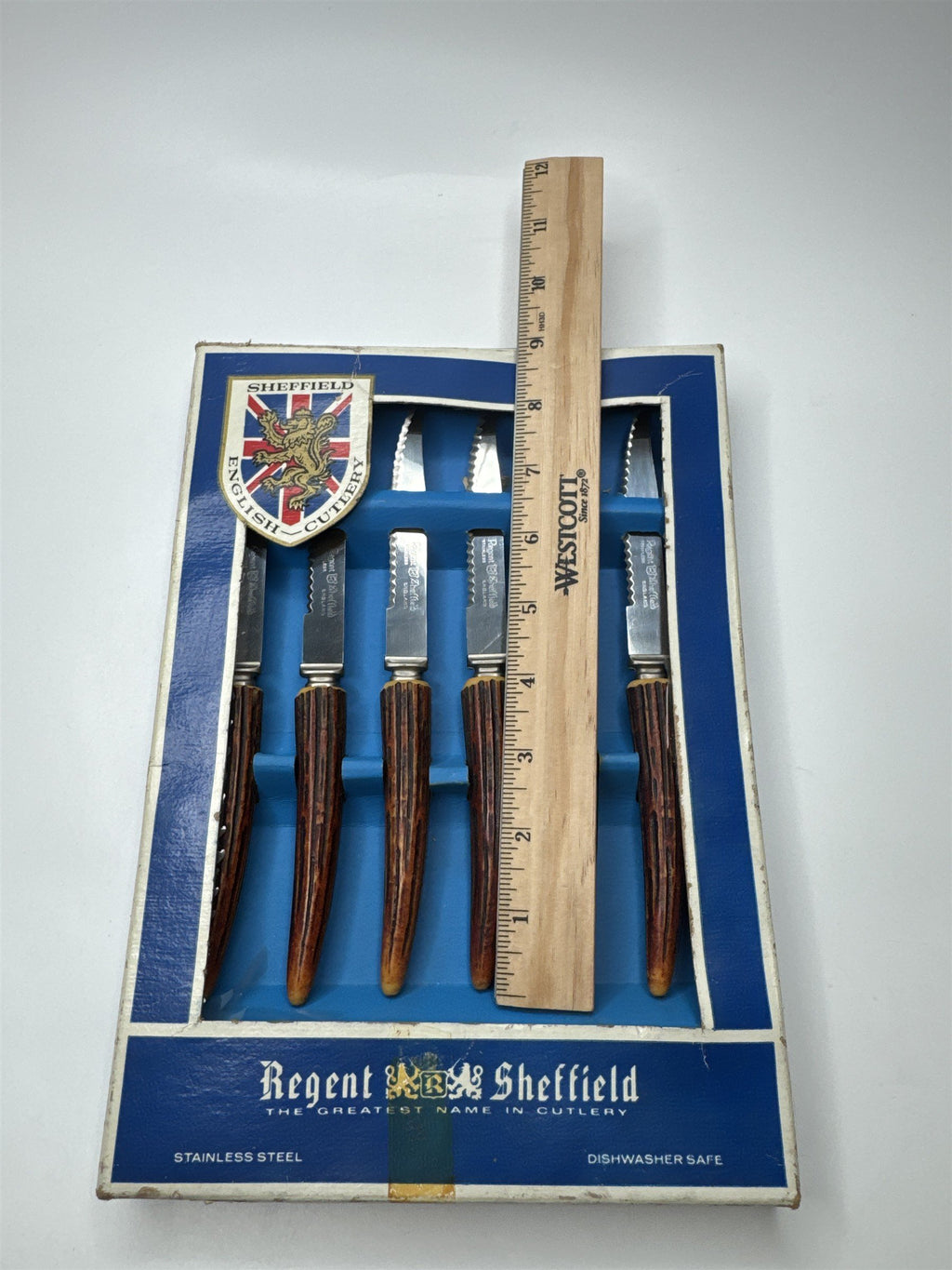 Vintage Regent Sheffield English Cutlery #25166 Stainless Steel Set of 6 Knives