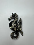 Vtg 1960s Lucite Black Seahorse Wall Hanging Abalone Shell Mother of Pearl MCM