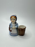 Vintage Dutch Amish Girl Toothpick Holder Ceramic Basket