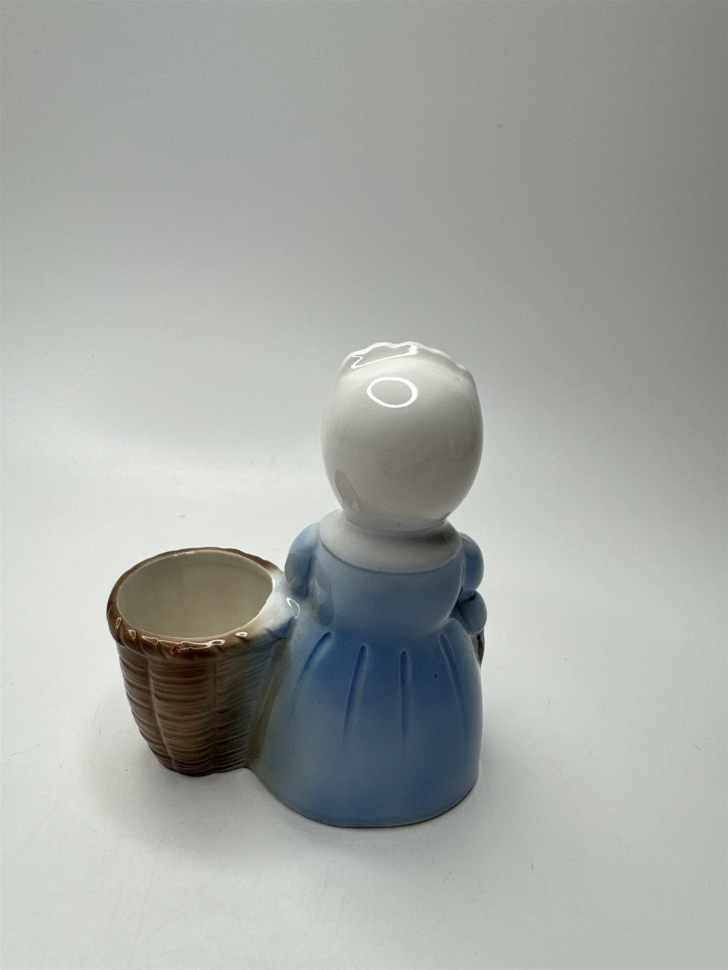 Vintage Dutch Amish Girl Toothpick Holder Ceramic Basket