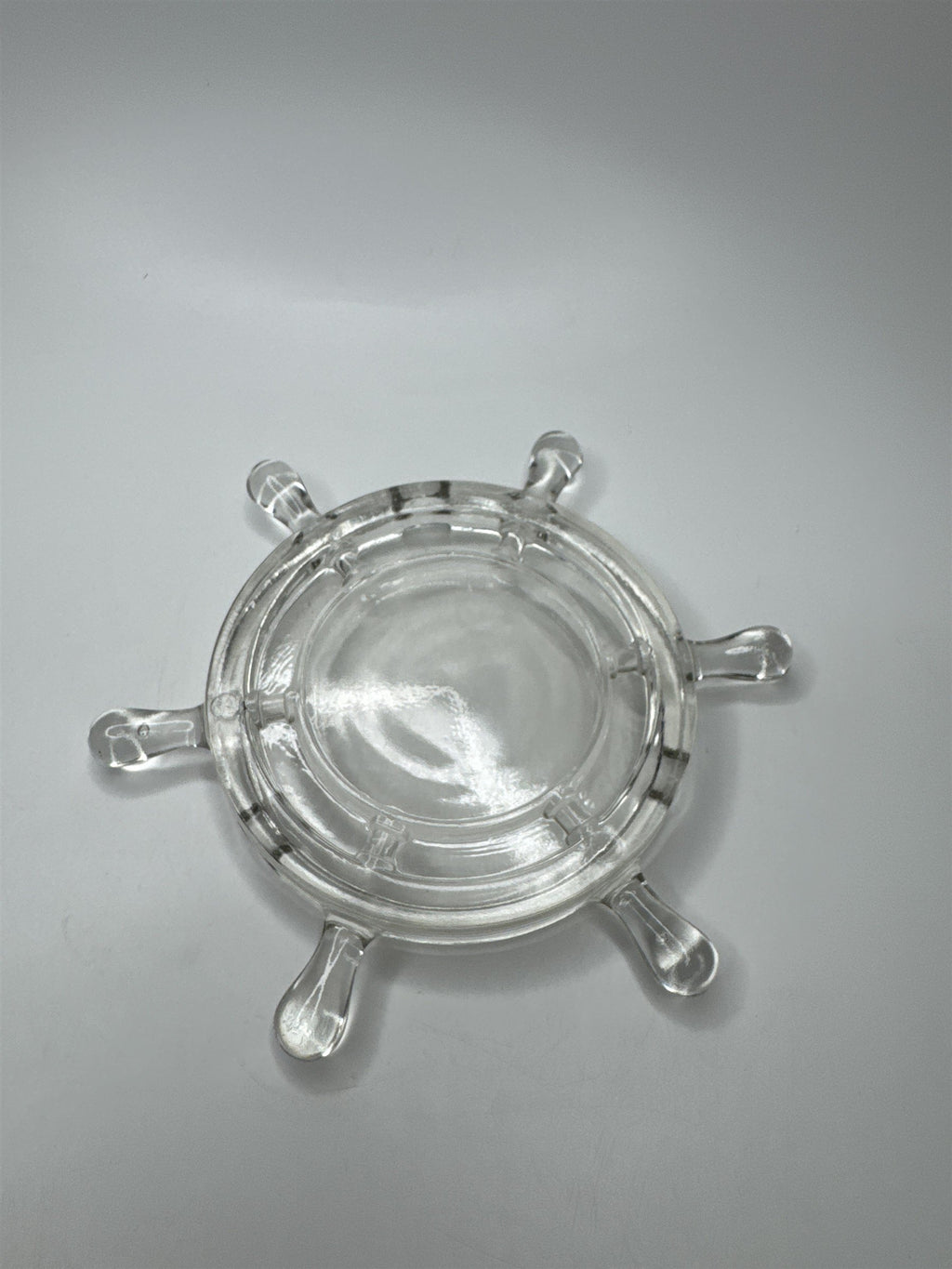 Vintage Ashtray Ship Steering Wheel Nautical Ship Helm Glass Spokes Ashtray