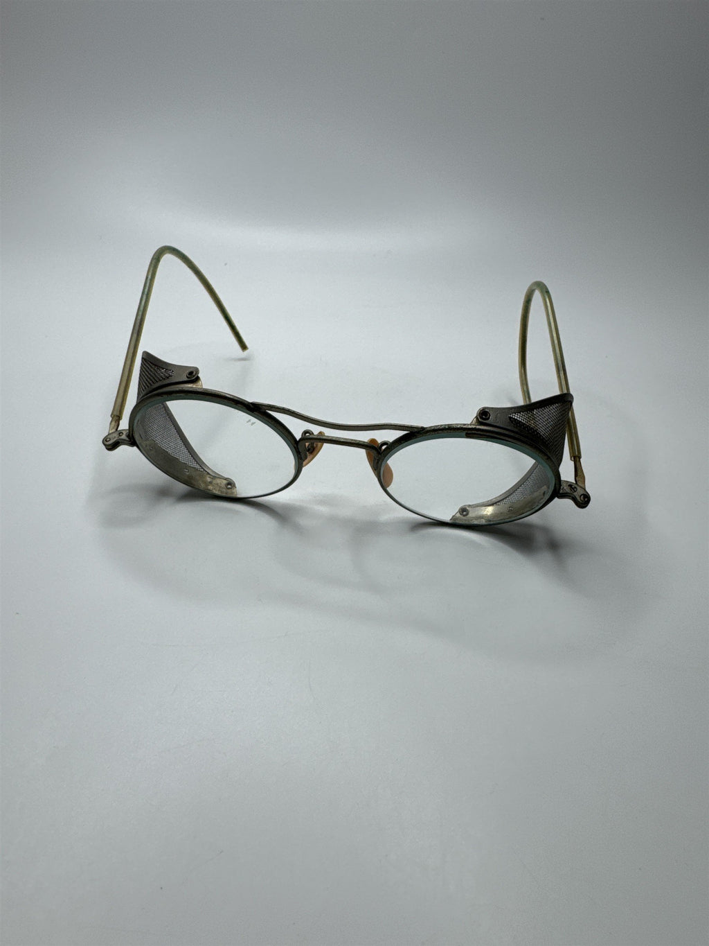 Vintage Antique Pioneer Safety Eye Glass Frames Glasses /w Metal Guard Steampunk