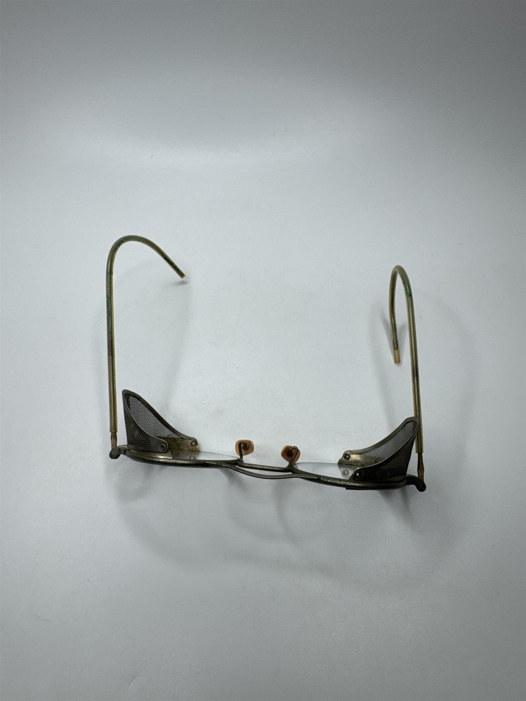Vintage Antique Pioneer Safety Eye Glass Frames Glasses /w Metal Guard Steampunk