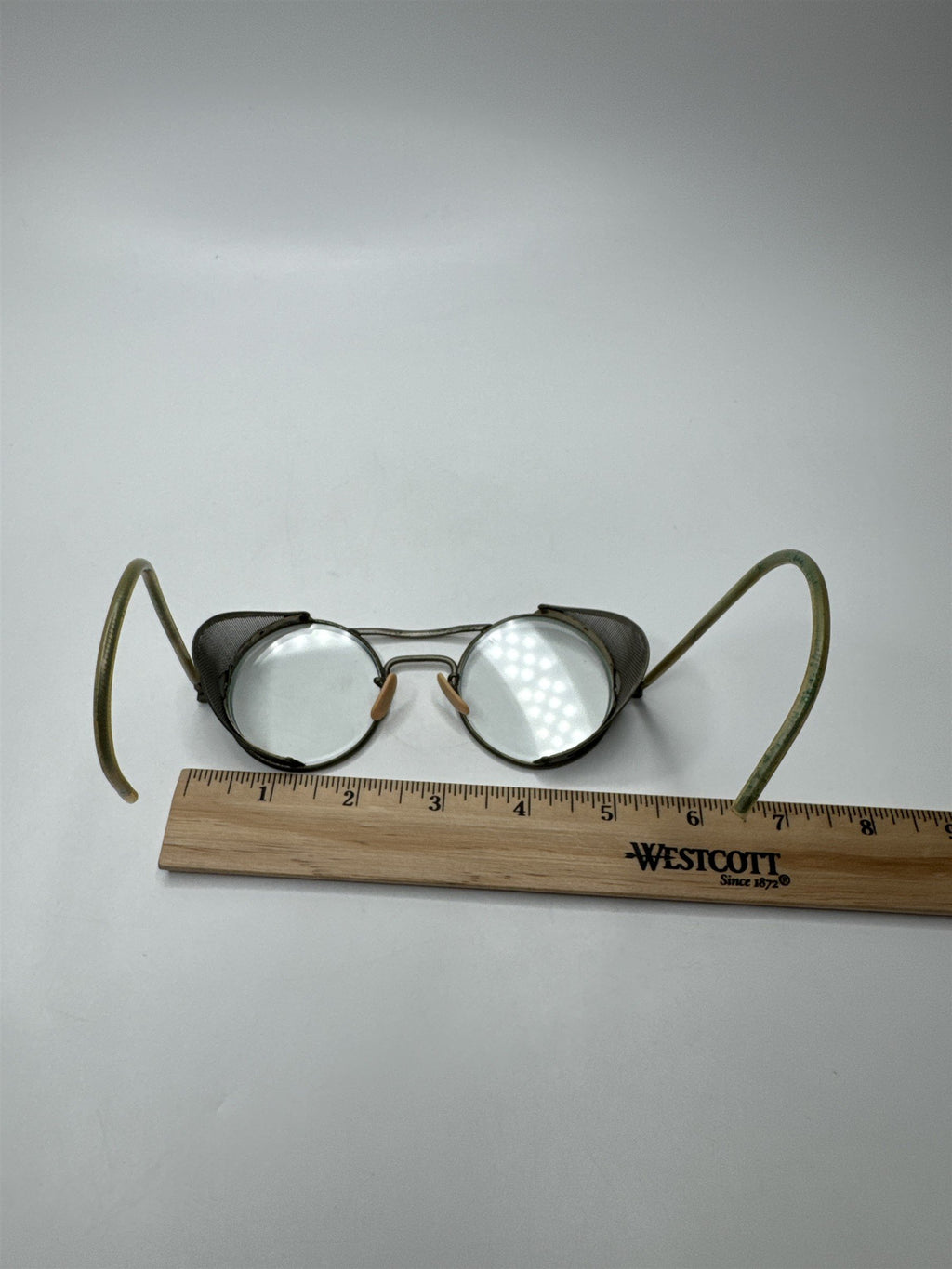 Vintage Antique Pioneer Safety Eye Glass Frames Glasses /w Metal Guard Steampunk