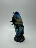 Vintage Tradewind Bay Polystone Surfboard Glitter Dolphin Family Diving Sea Kelp