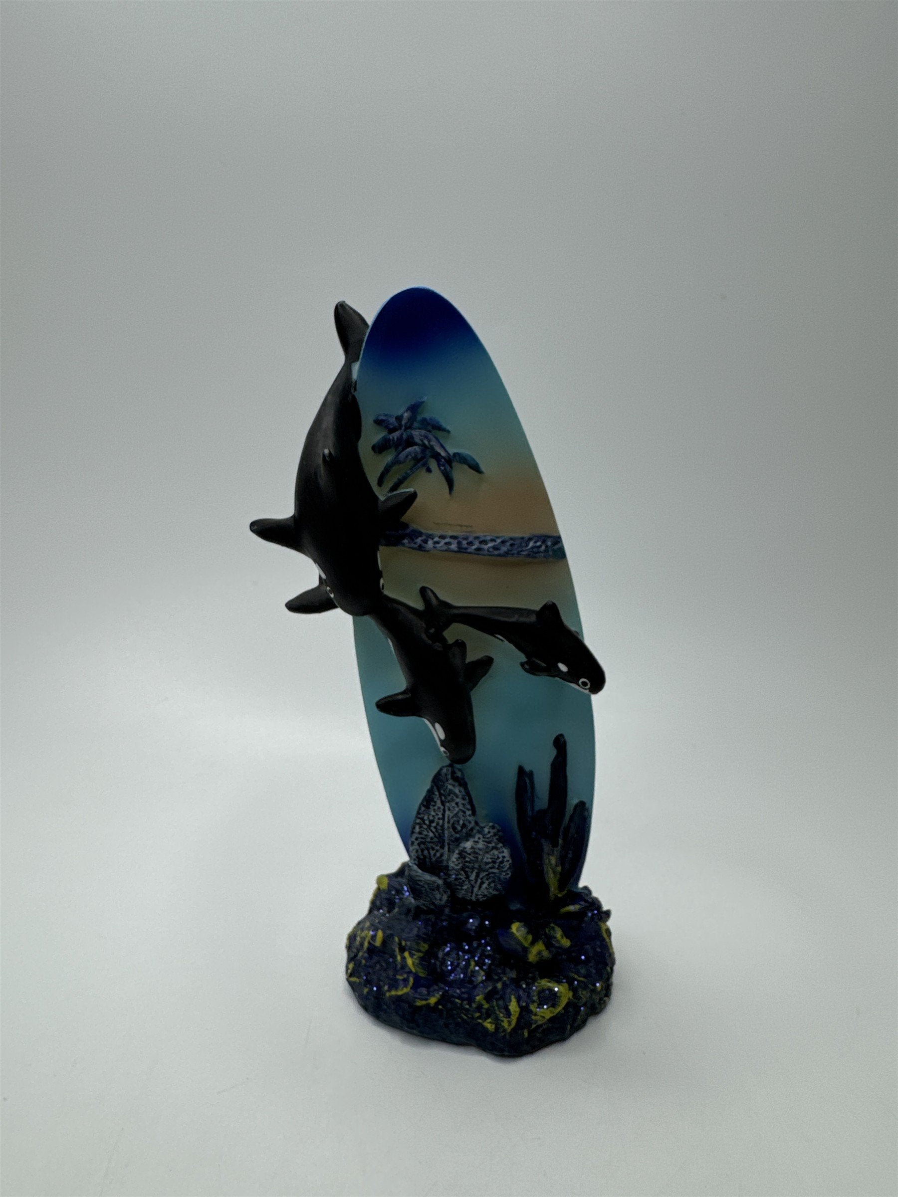 Vintage Tradewind Bay Polystone Surfboard Glitter Dolphin Family Diving Sea Kelp