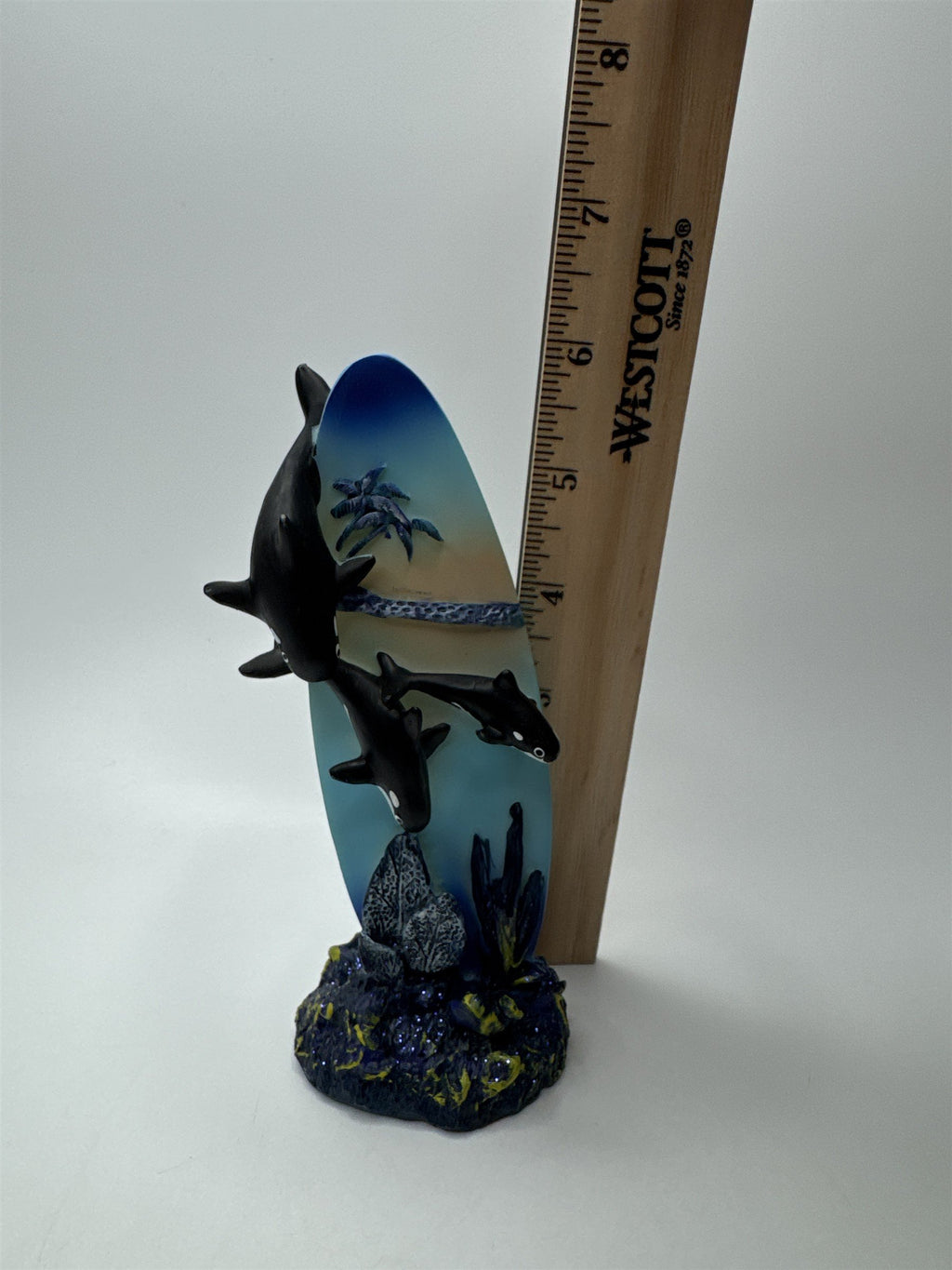 Vintage Tradewind Bay Polystone Surfboard Glitter Dolphin Family Diving Sea Kelp