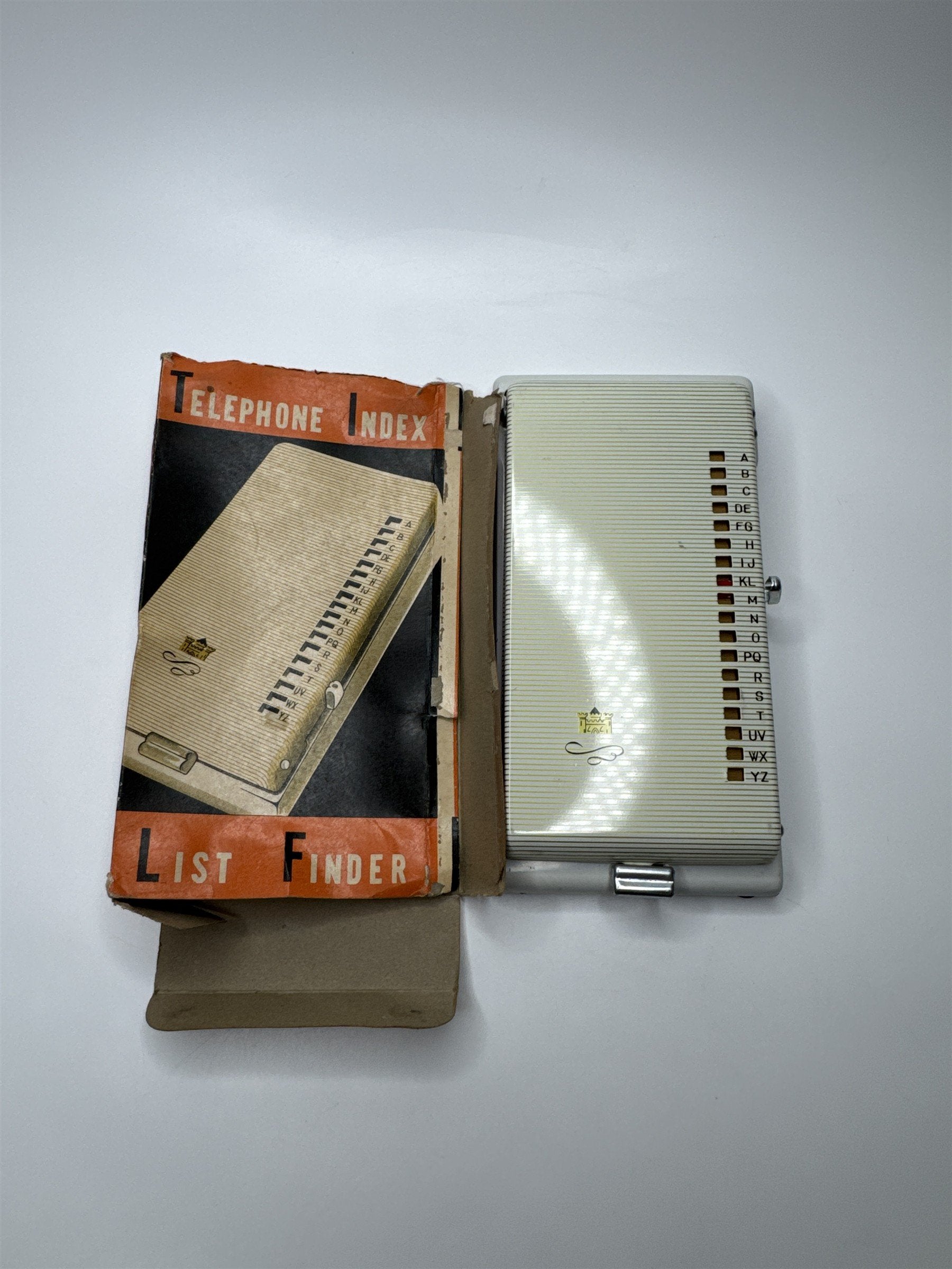 Vintage Desk Office Continental Co Metal Telephone Index List Finder Unused NOS