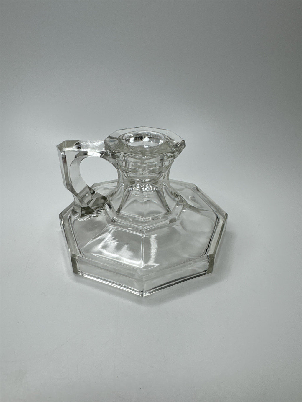 Vintage Partylite Handled Clear Pressed Glass Candlestick Candle Holder