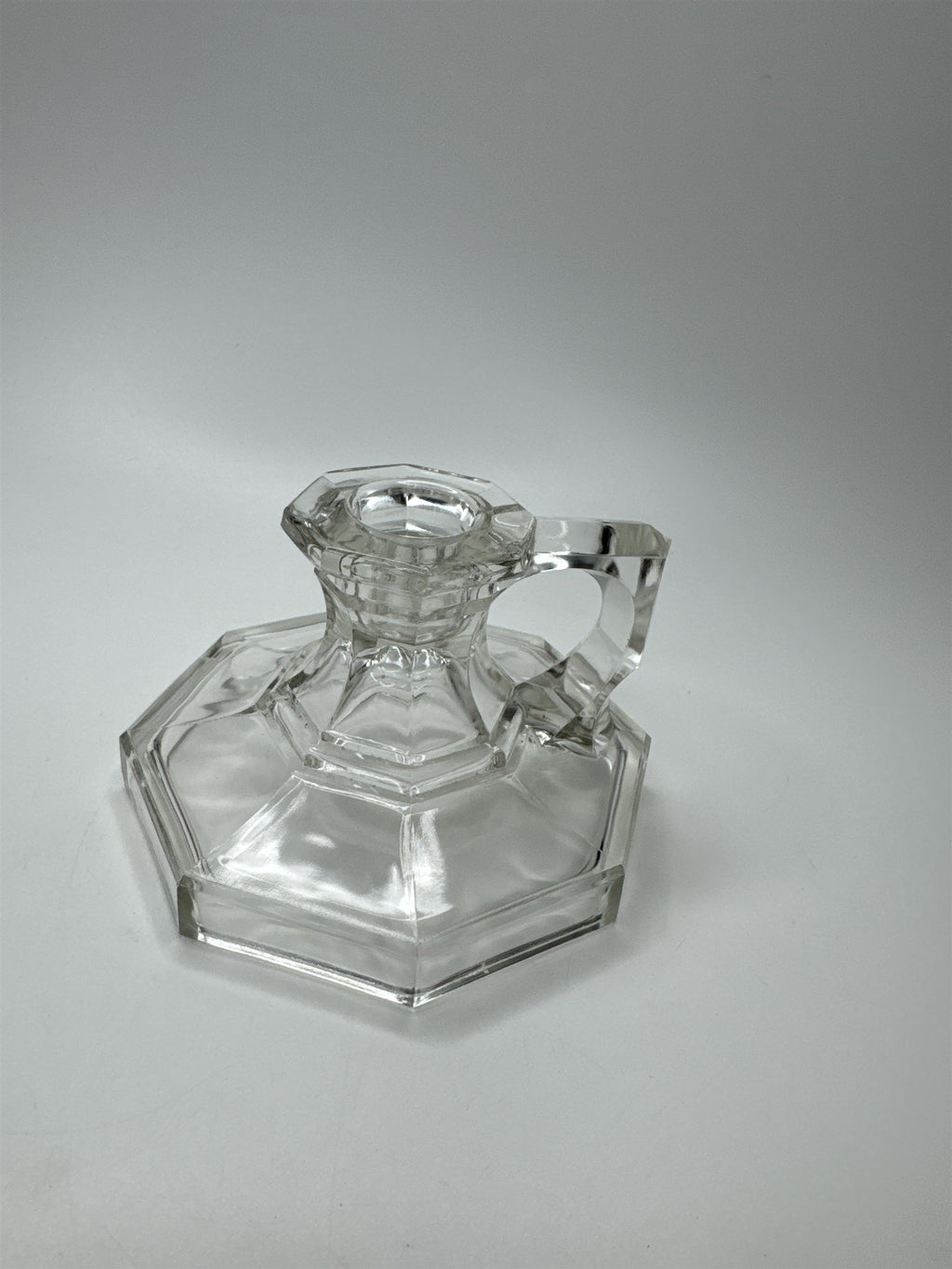 Vintage Partylite Handled Clear Pressed Glass Candlestick Candle Holder