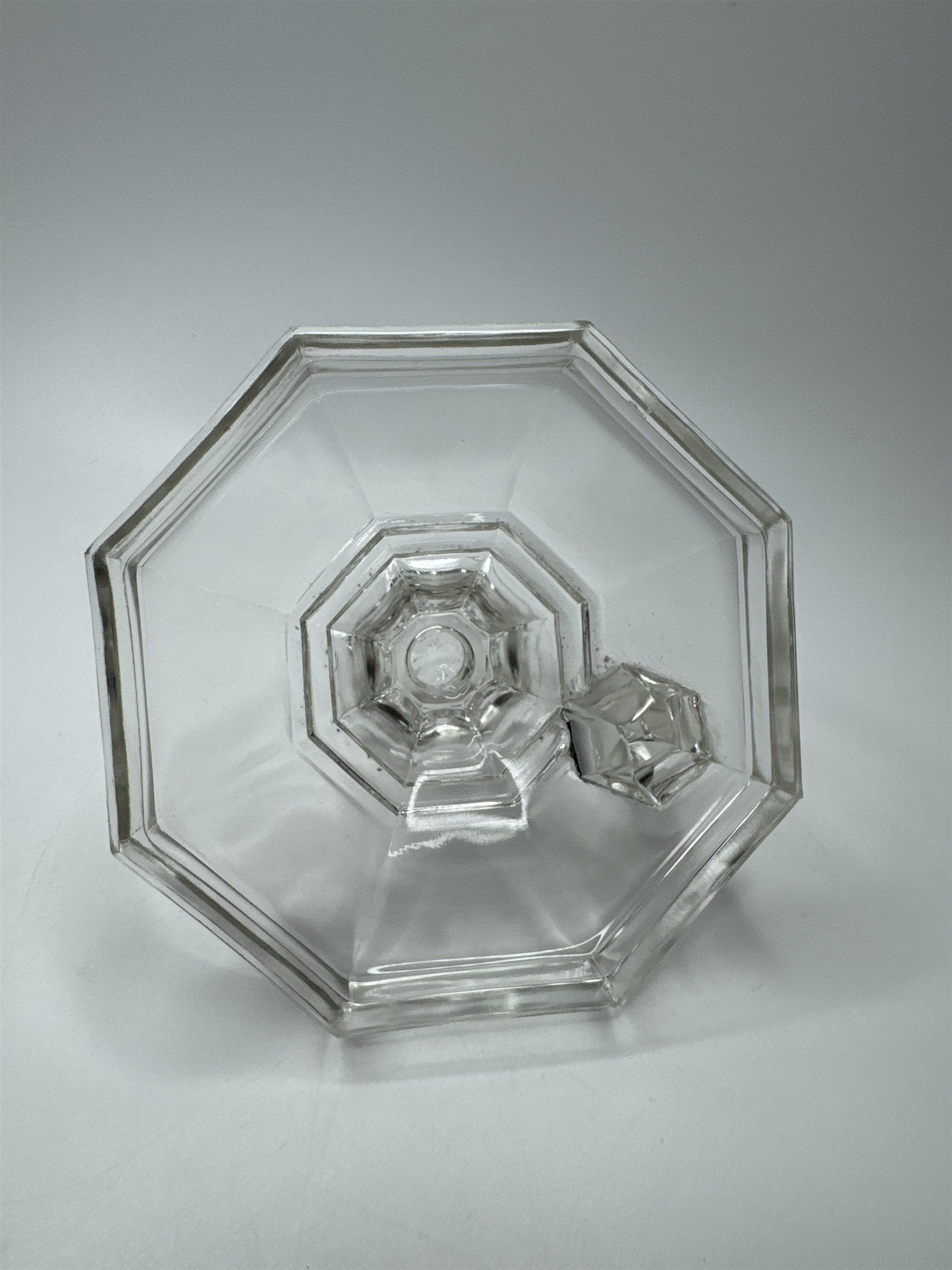 Vintage Partylite Handled Clear Pressed Glass Candlestick Candle Holder