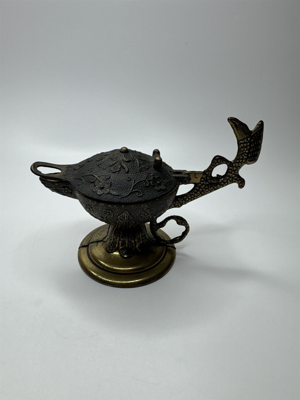 Antique Cast Metal or Brass Made in Italy Genie Lamp Incense Burner Candle Hold