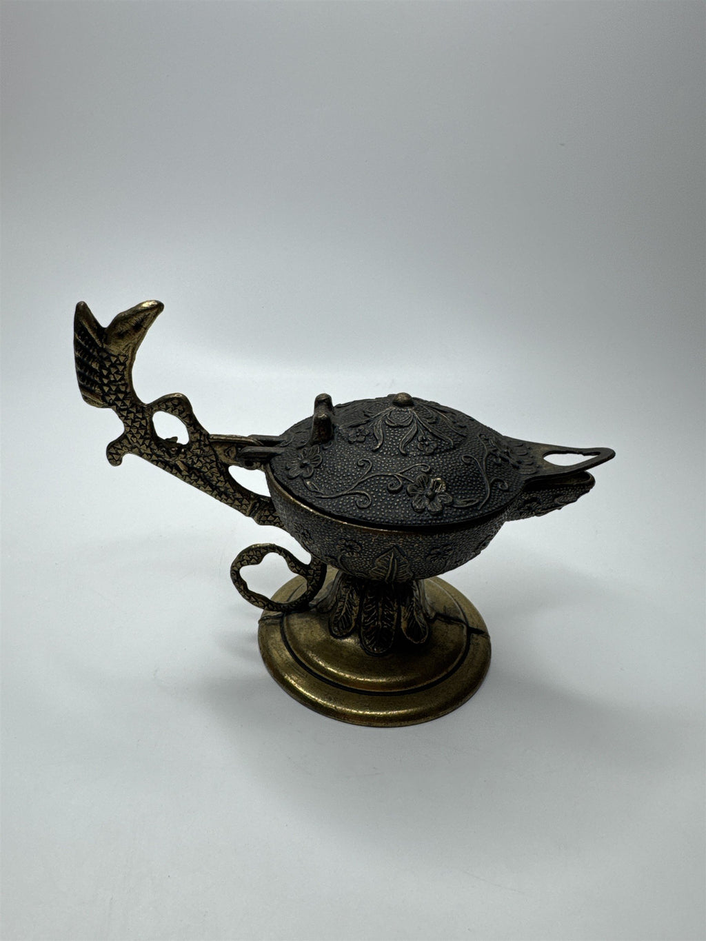 Antique Cast Metal or Brass Made in Italy Genie Lamp Incense Burner Candle Hold