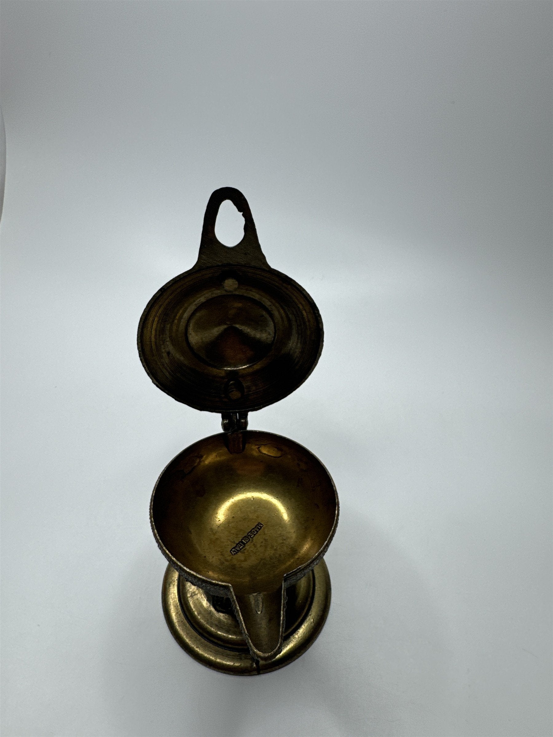 Antique Cast Metal or Brass Made in Italy Genie Lamp Incense Burner Candle Hold