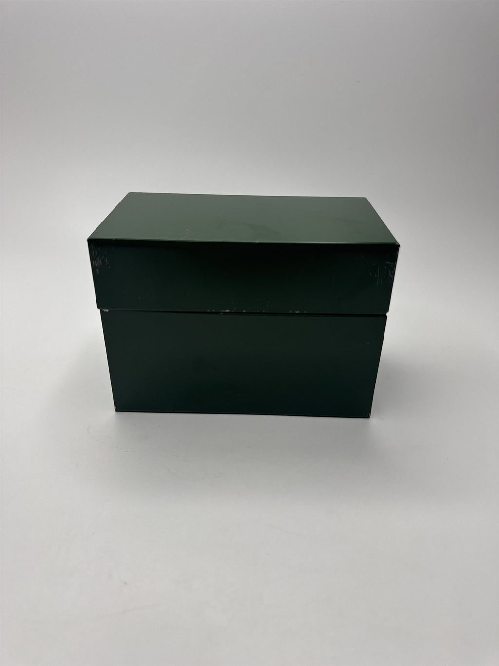 Vintage Army Green Olive Green Metal Recipe Box Trinket Jewelry Container Tin